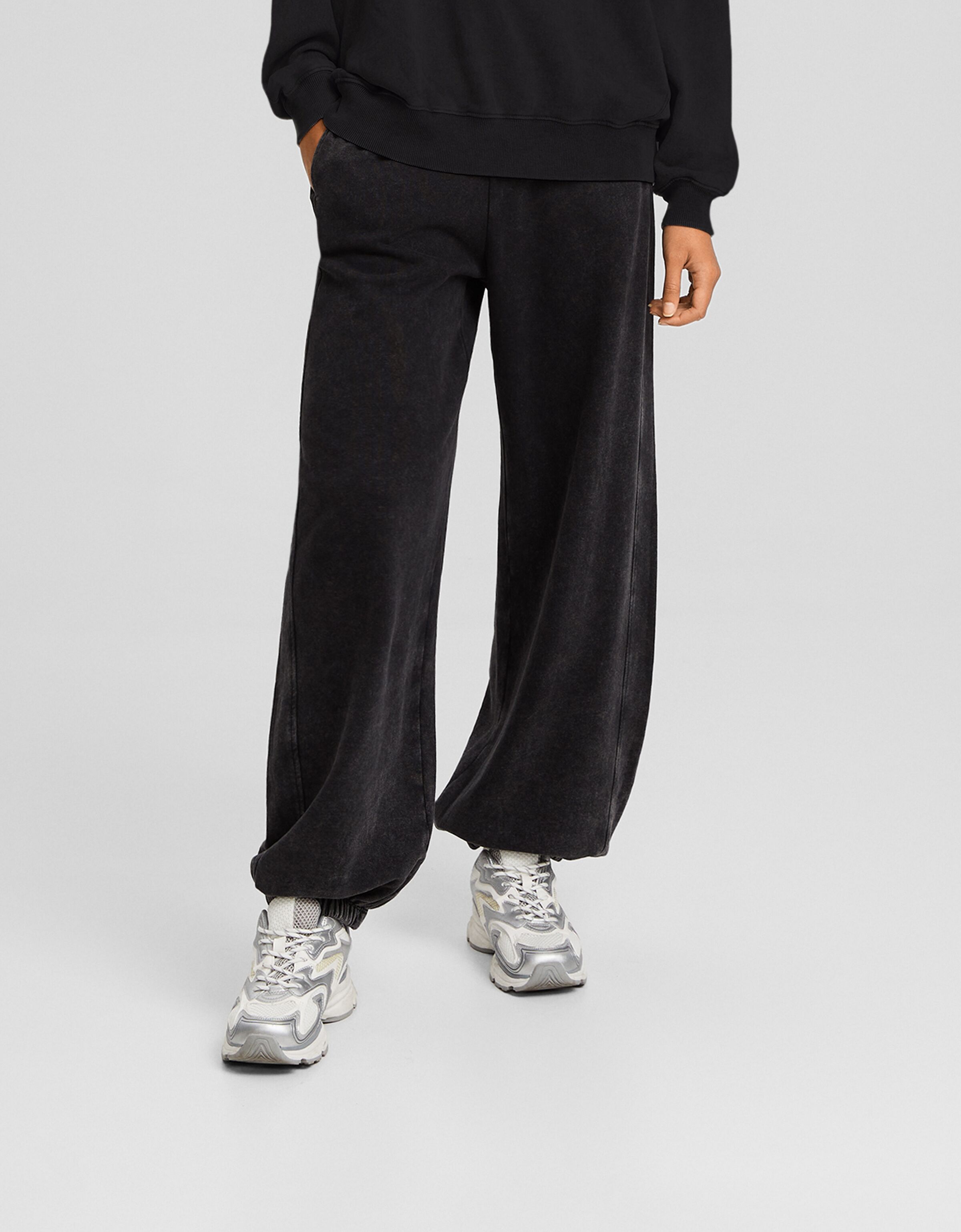 Pantalón jogger felpa efecto lavado