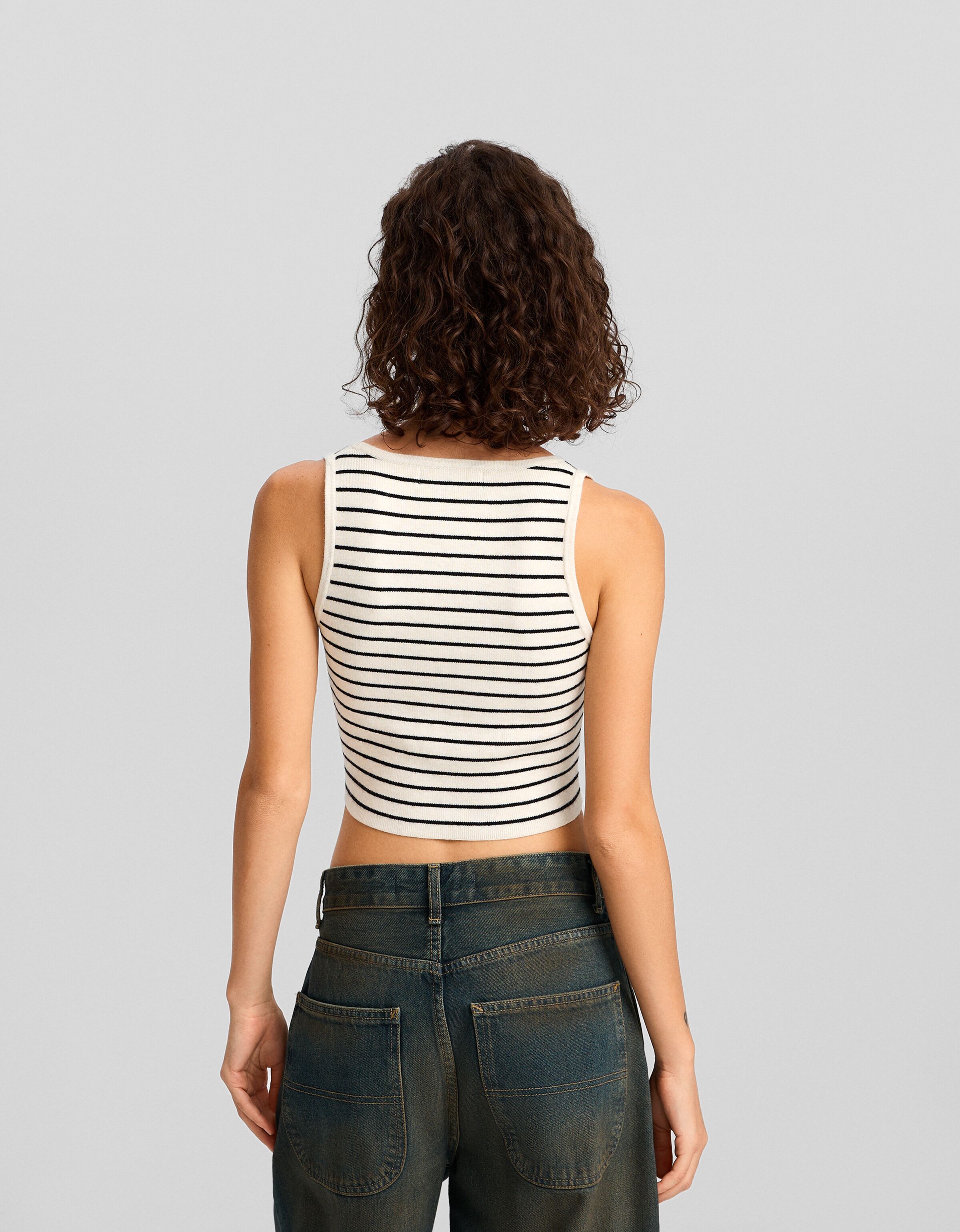 Top tirantes cropped punto rayas