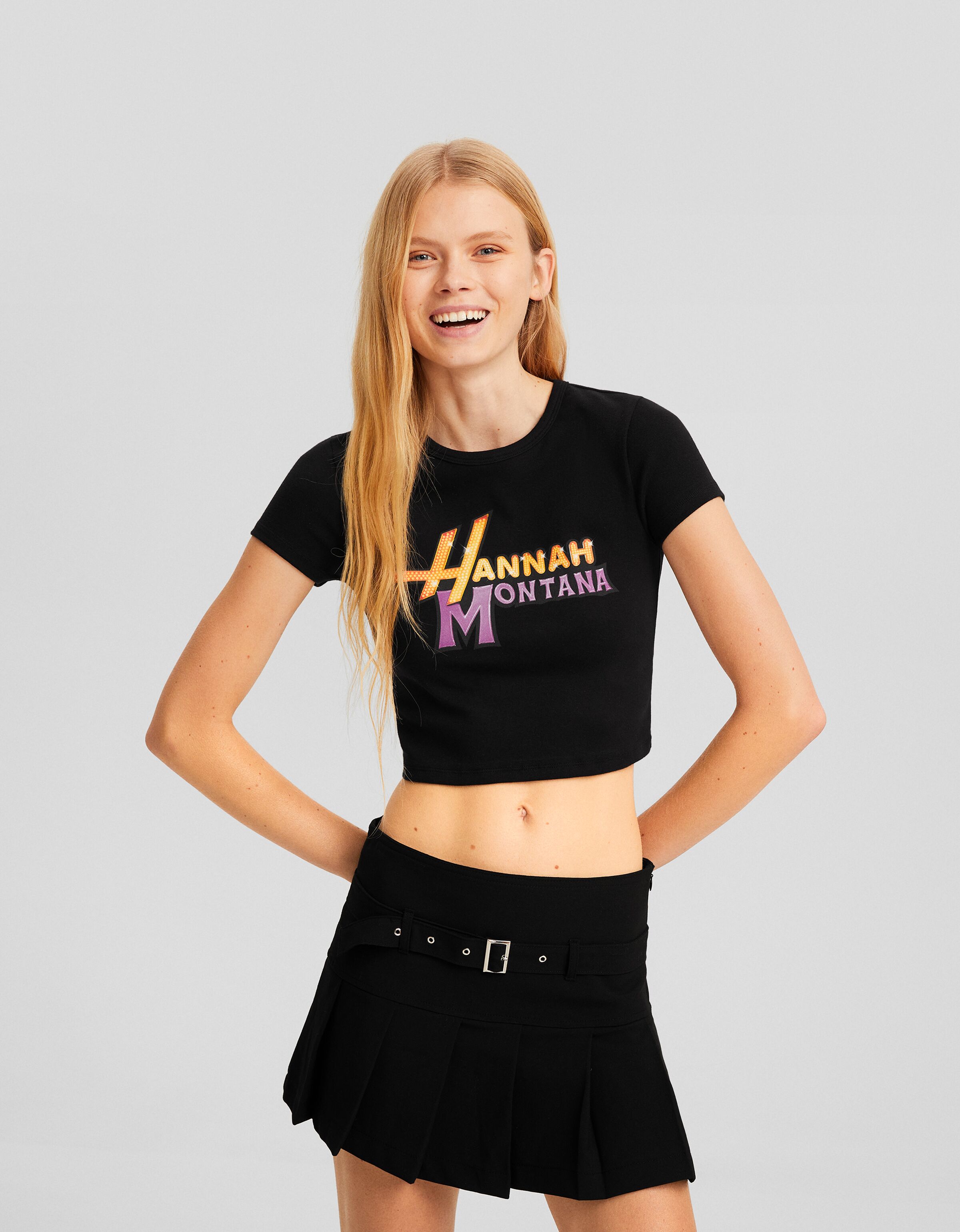 Camiseta Hannah Montana manga corta cropped print