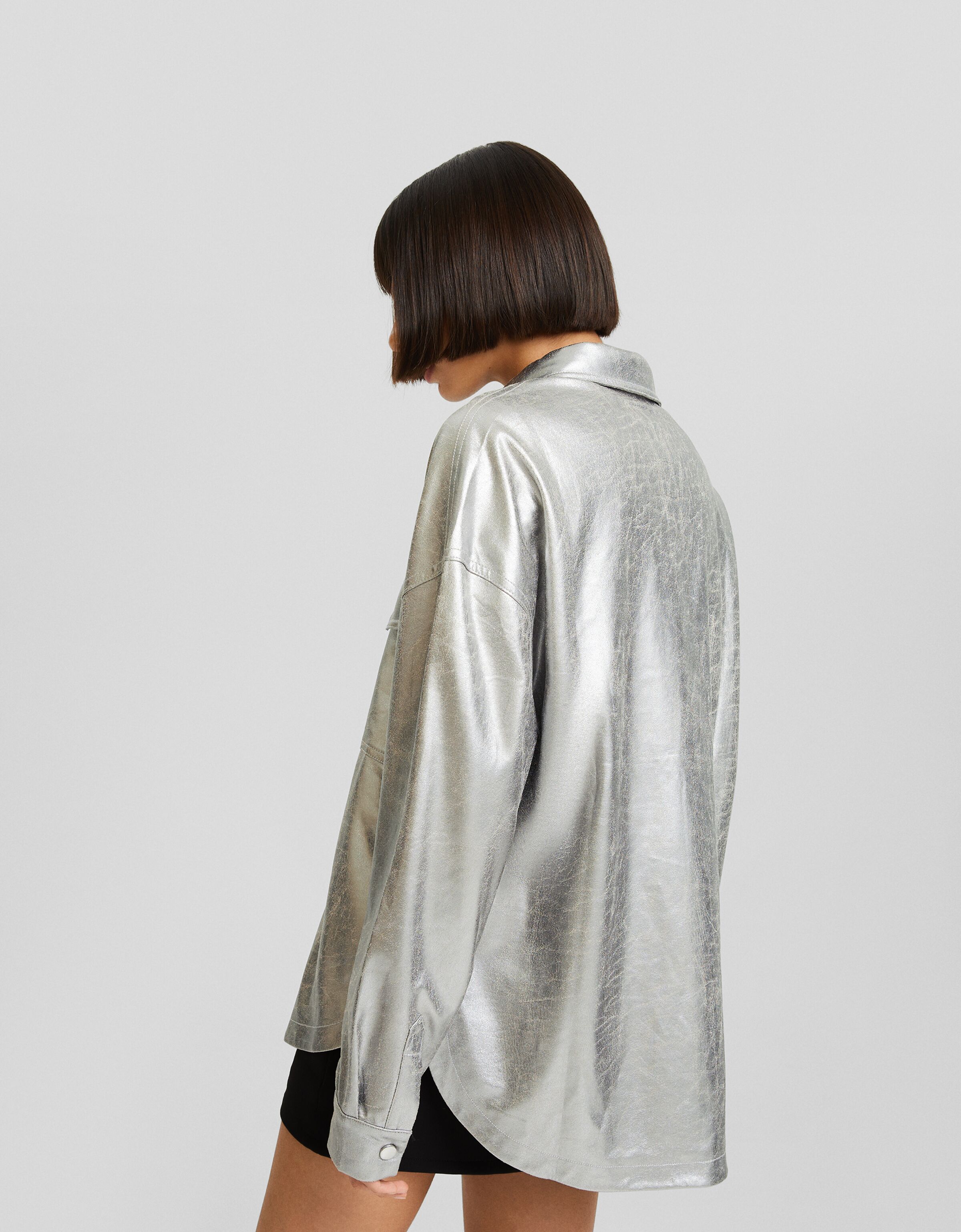 Camisa manga larga oversize metalizada