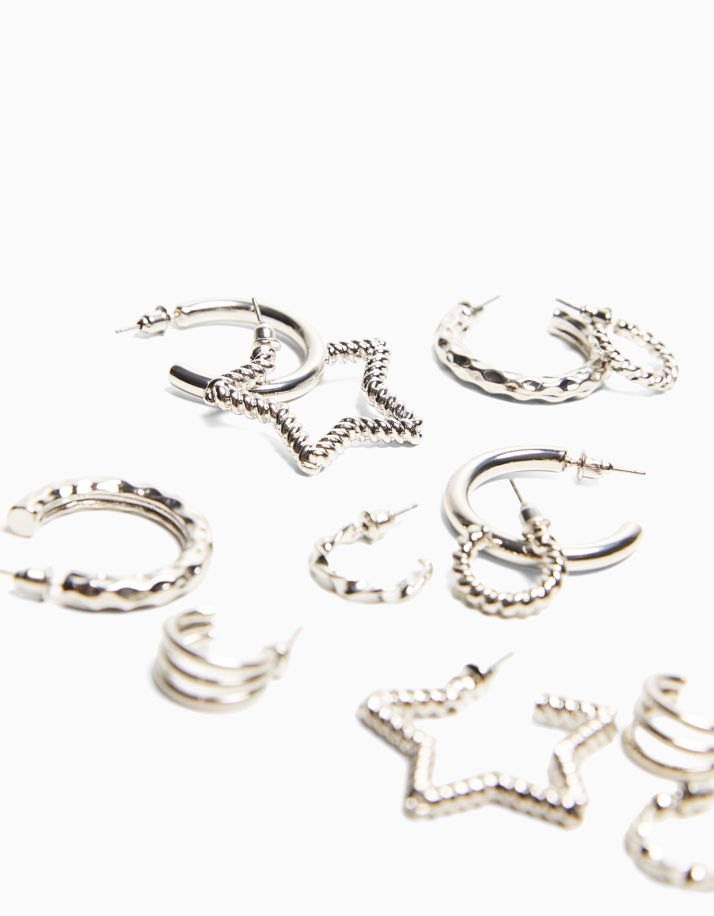 Set 6 pendientes aros textura