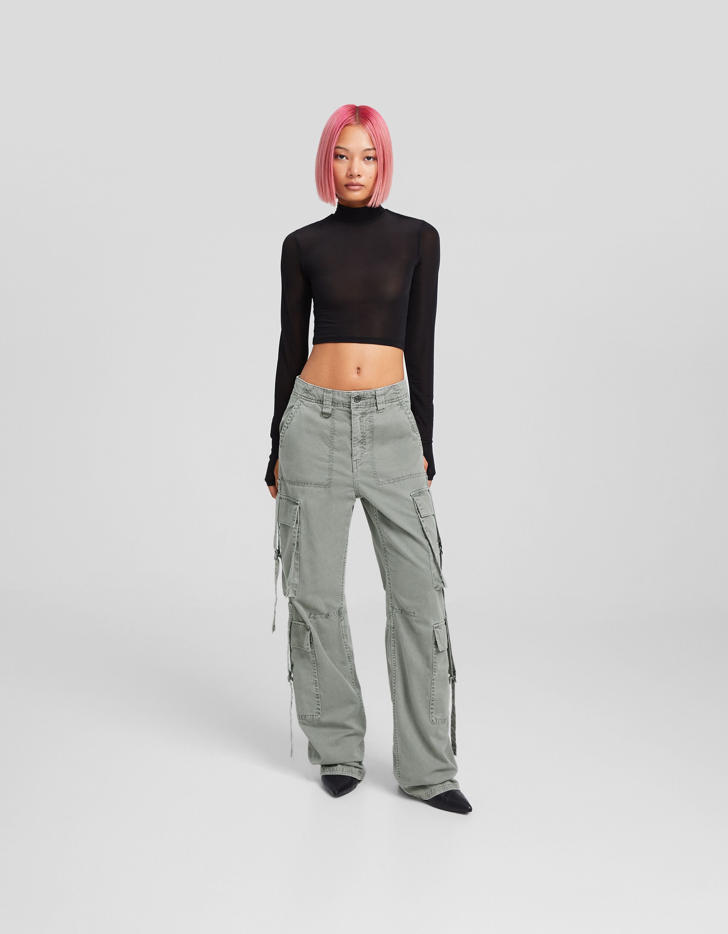 Pantalón cargo algodón tiras