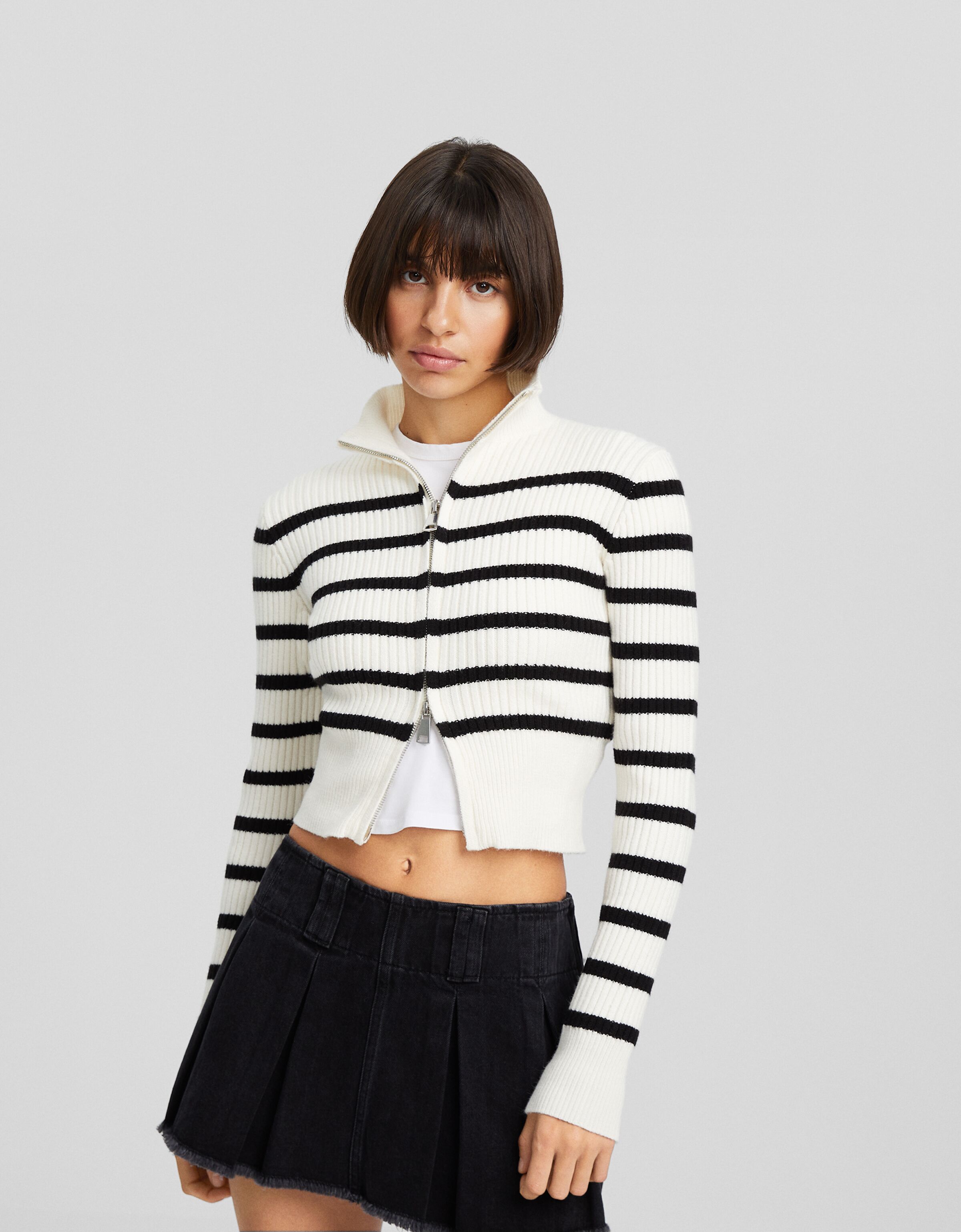 Cárdigan cremallera rayas