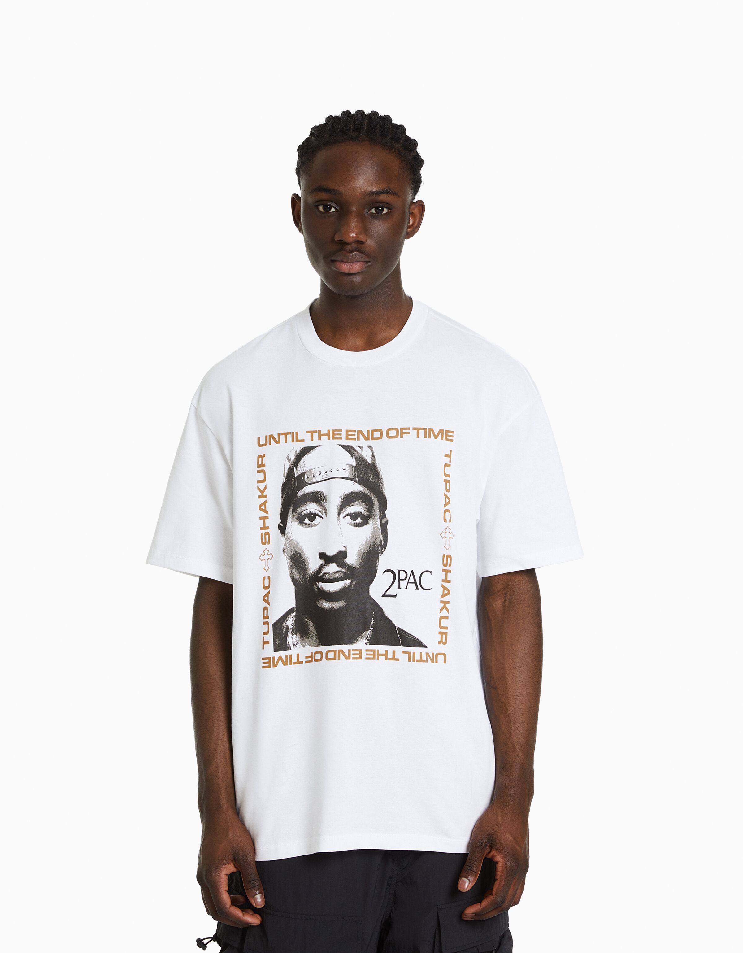 Camiseta Tupac manga corta boxy fit print