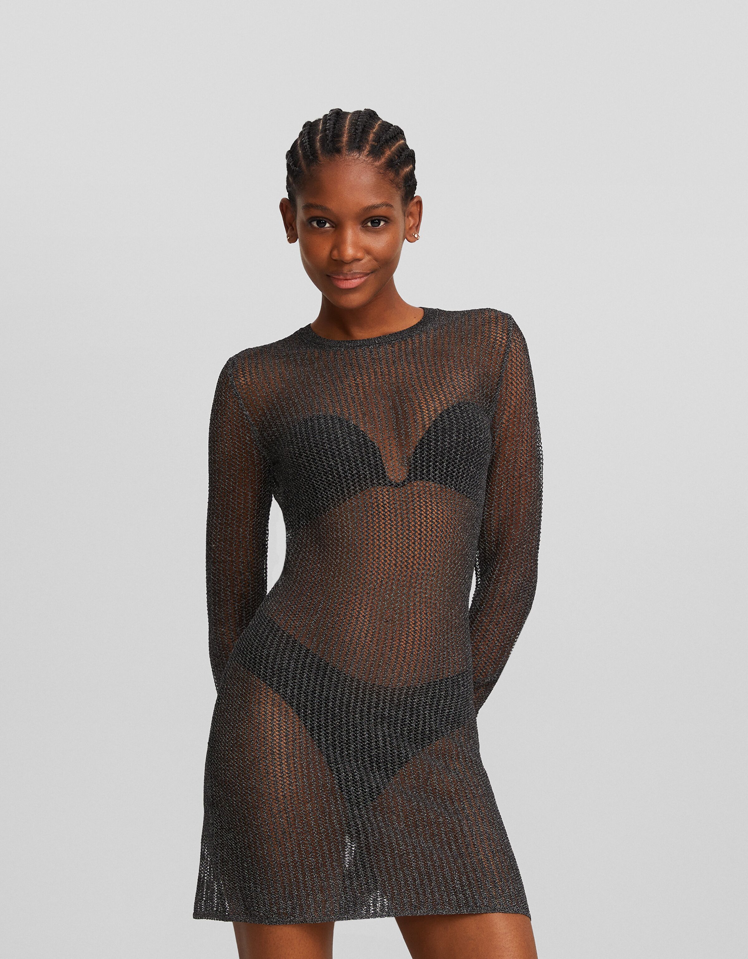 Vestido mini manga larga red reflectante