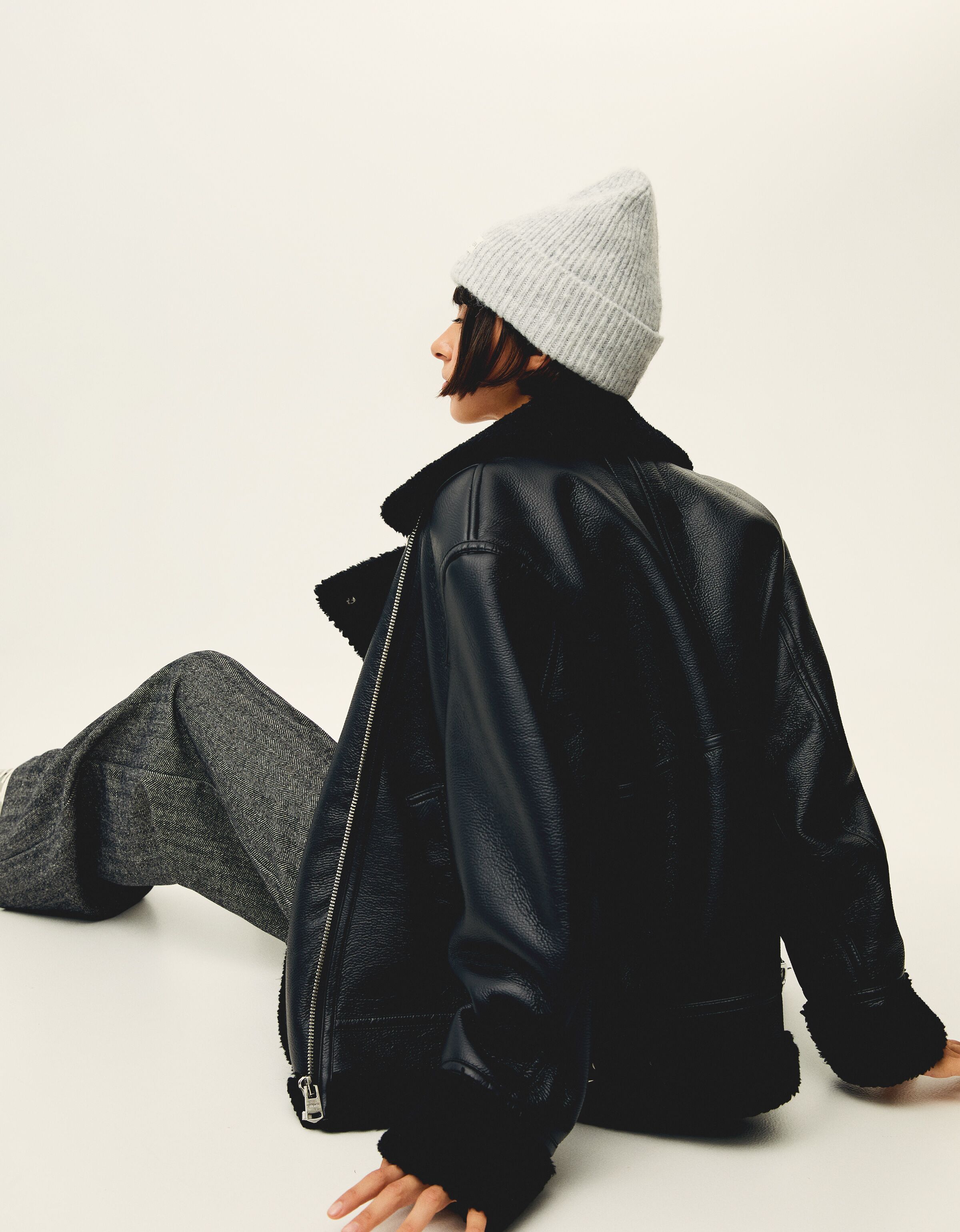 Cazadora biker doble faz oversize