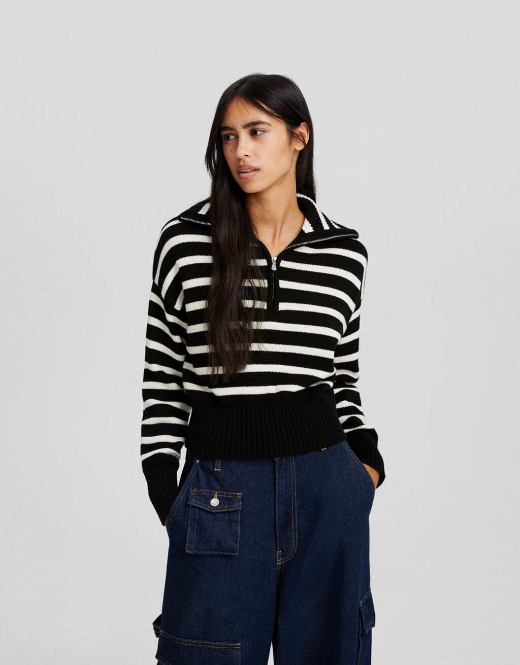 Jersey cremallera rayas
