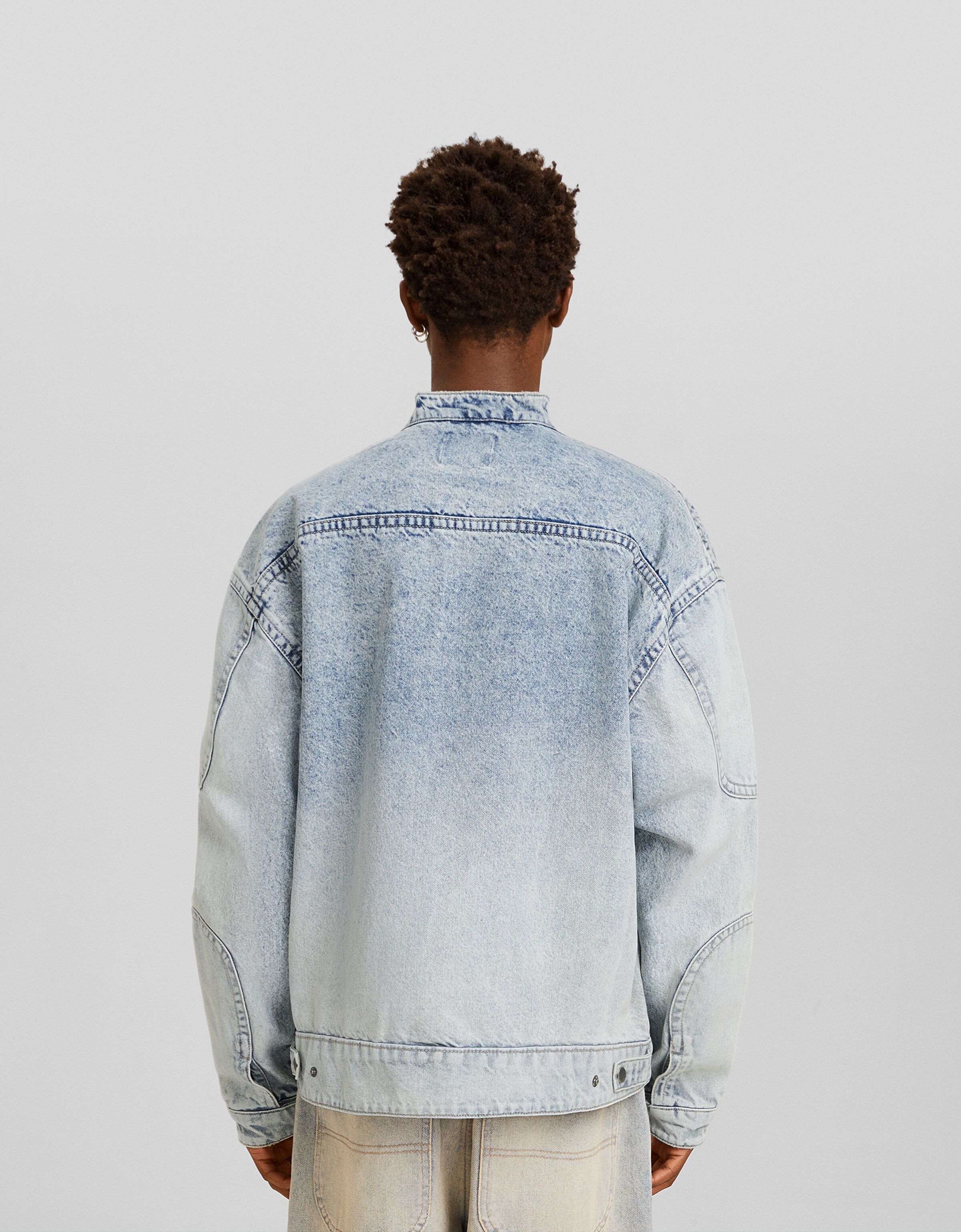 Cazadora denim biker efecto lavado