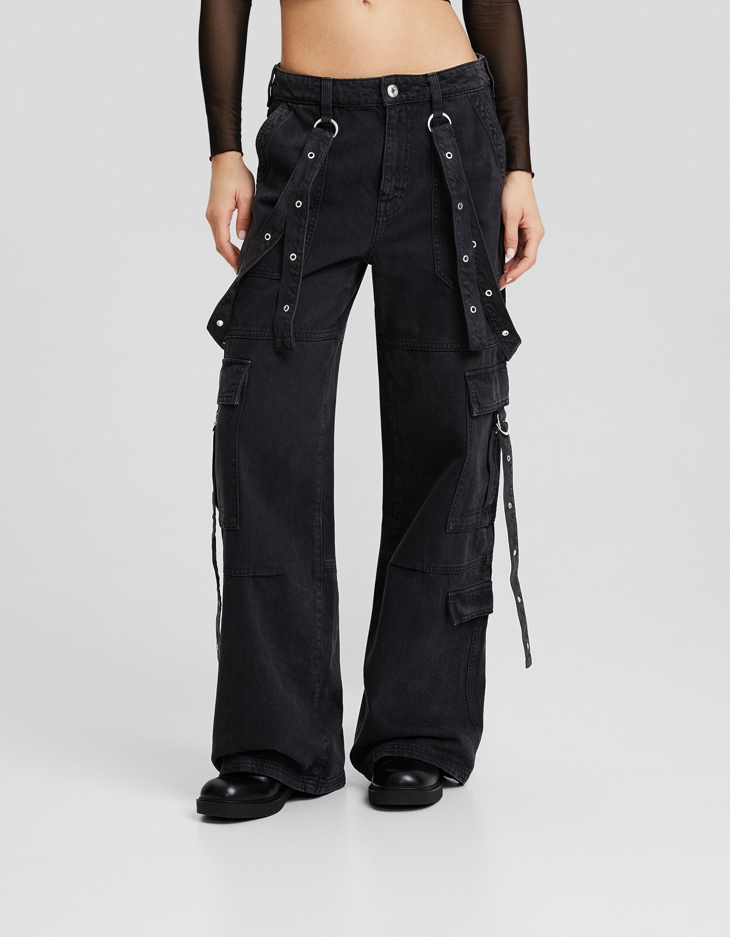 Pantalón cargo sarga tiras