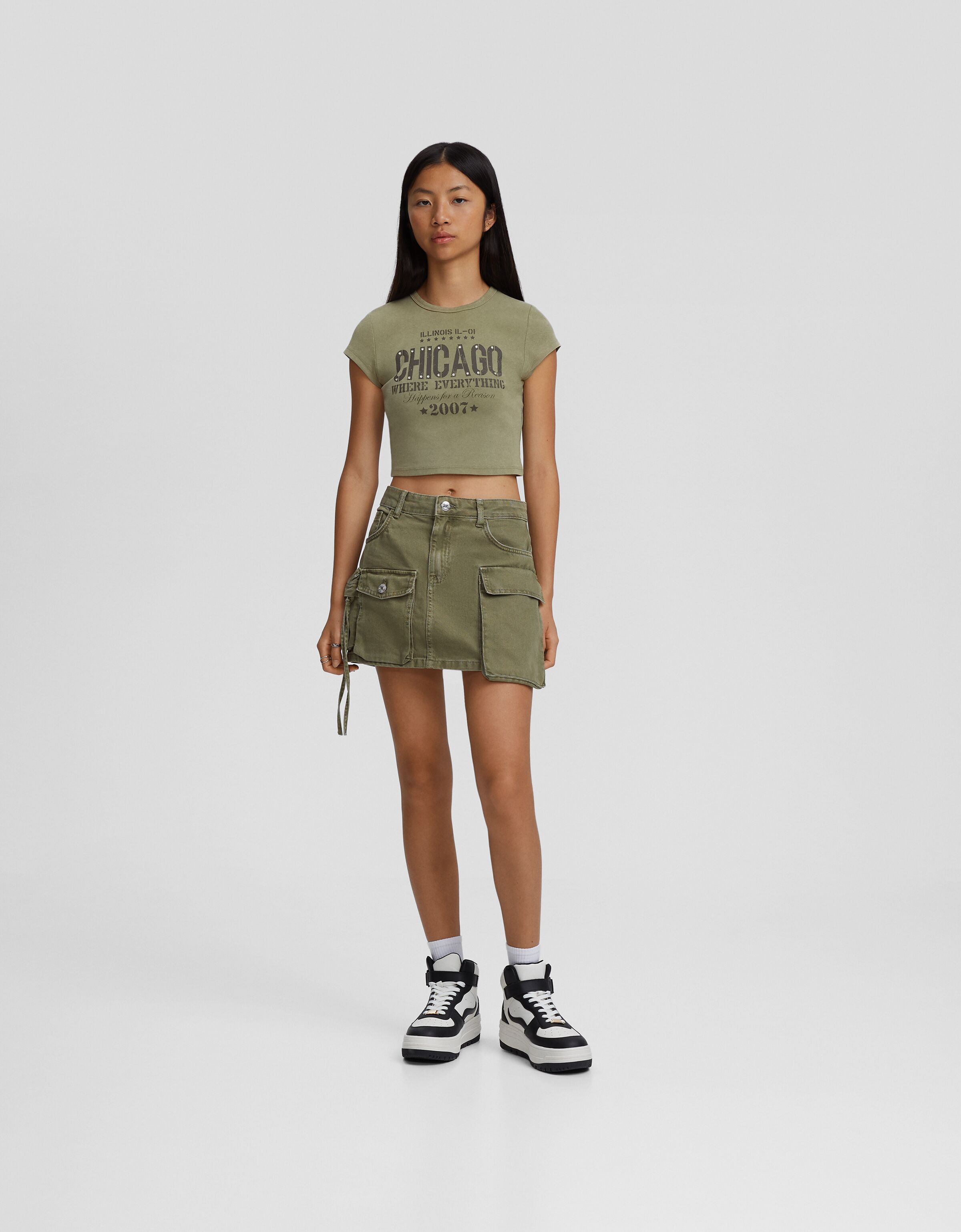 Falda mini sarga multipocket