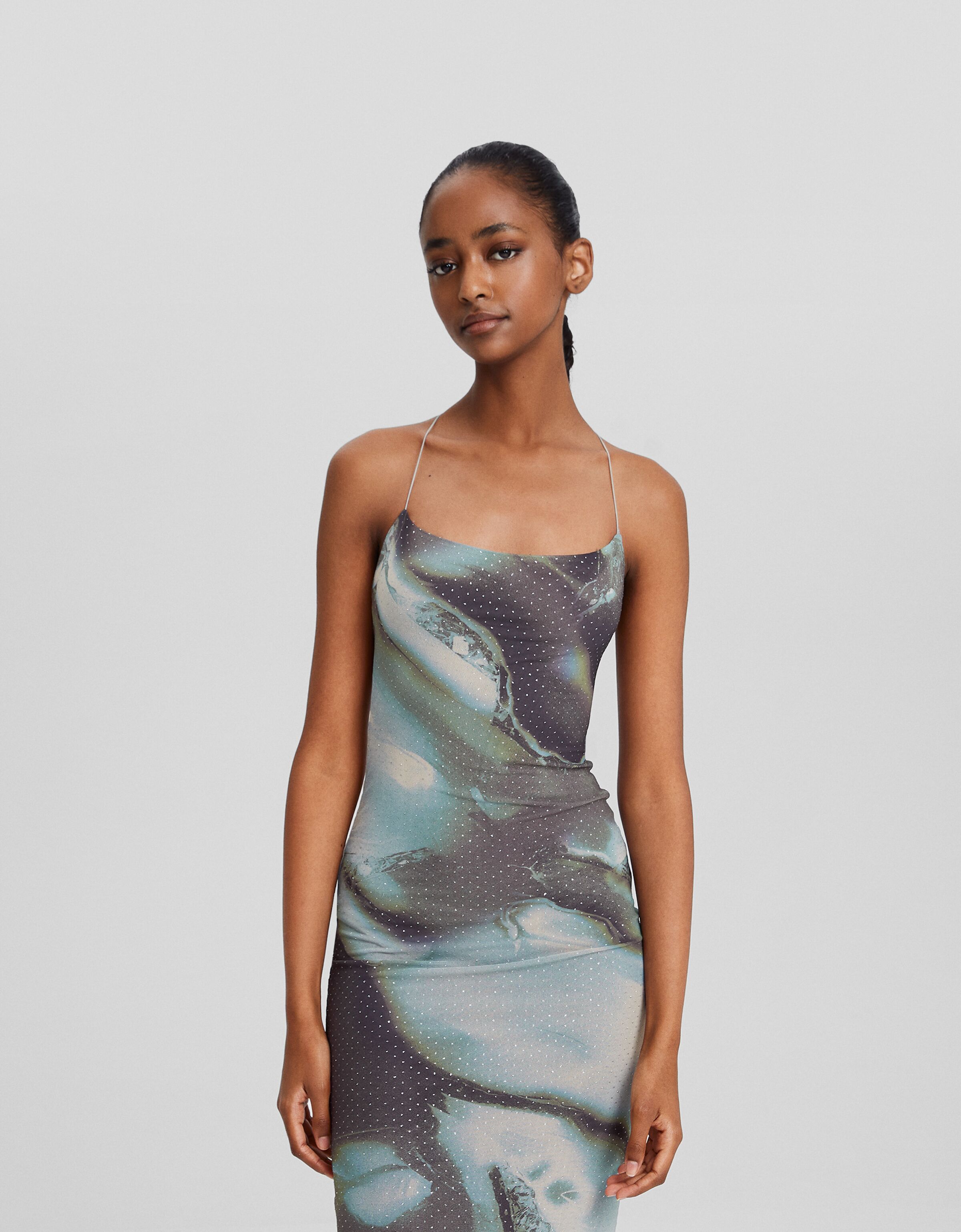 Vestido largo tirantes print