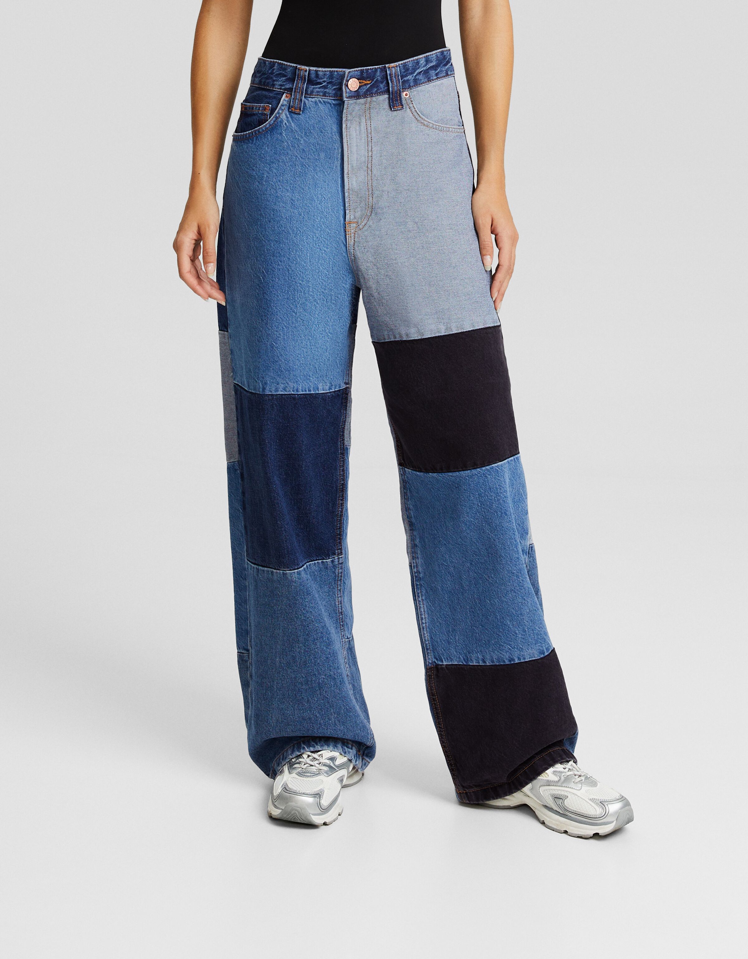 Jeans super baggy color block