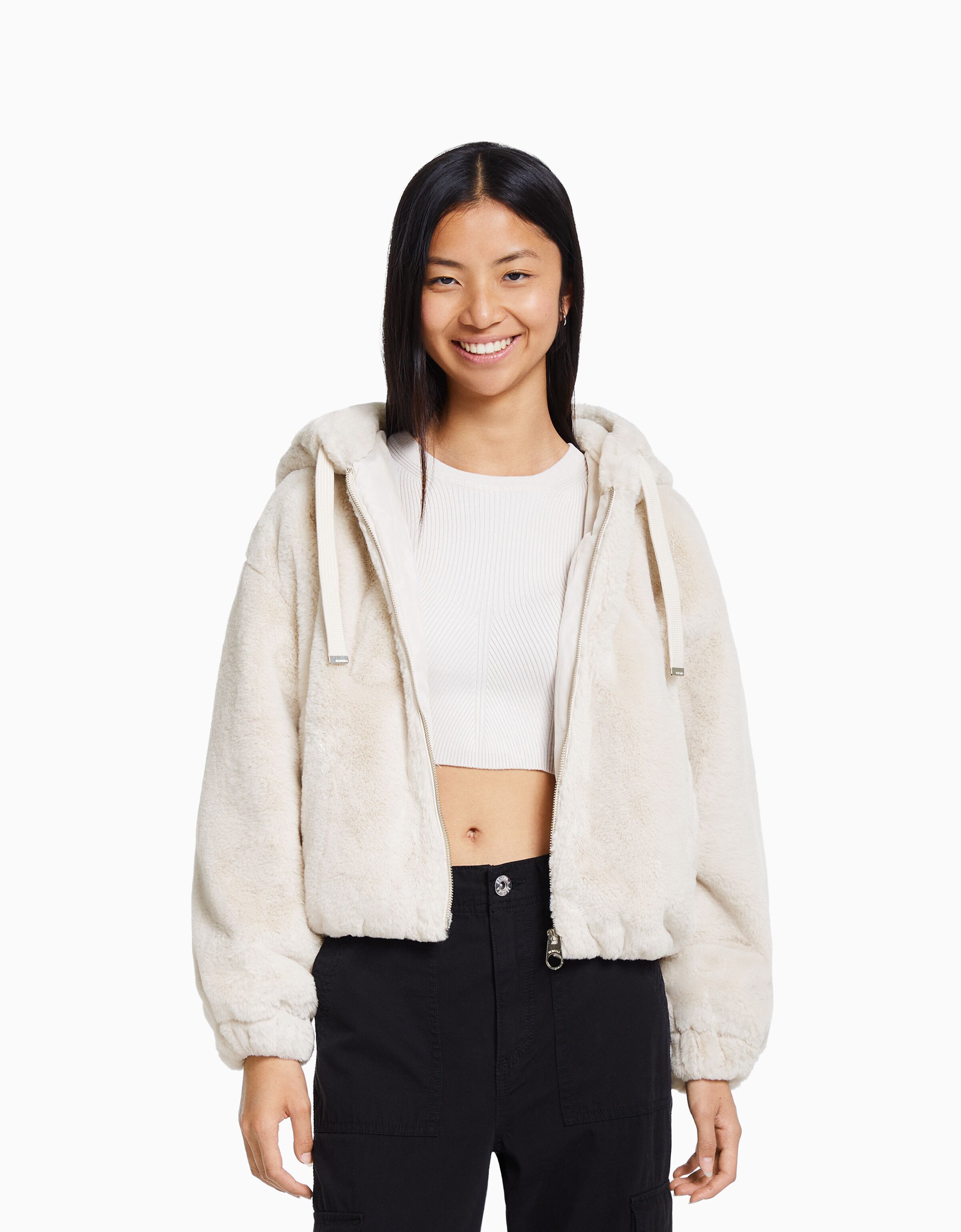 Cazadora capucha teddy