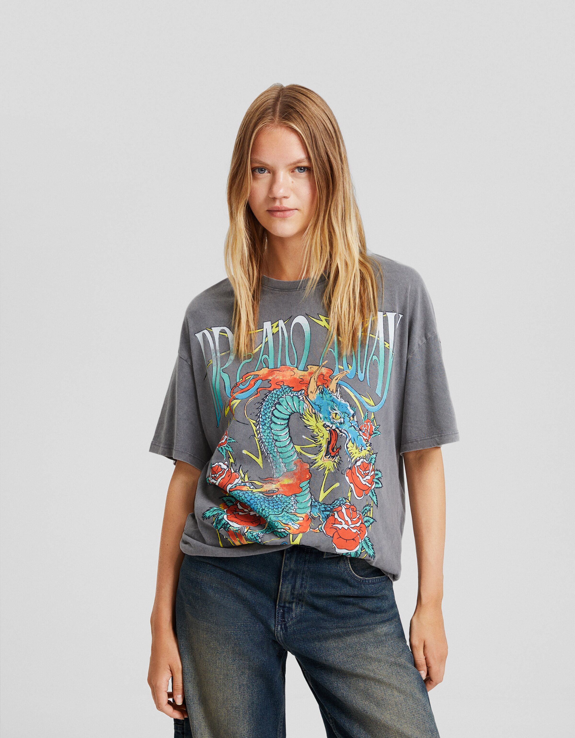 Camiseta manga corta oversize print