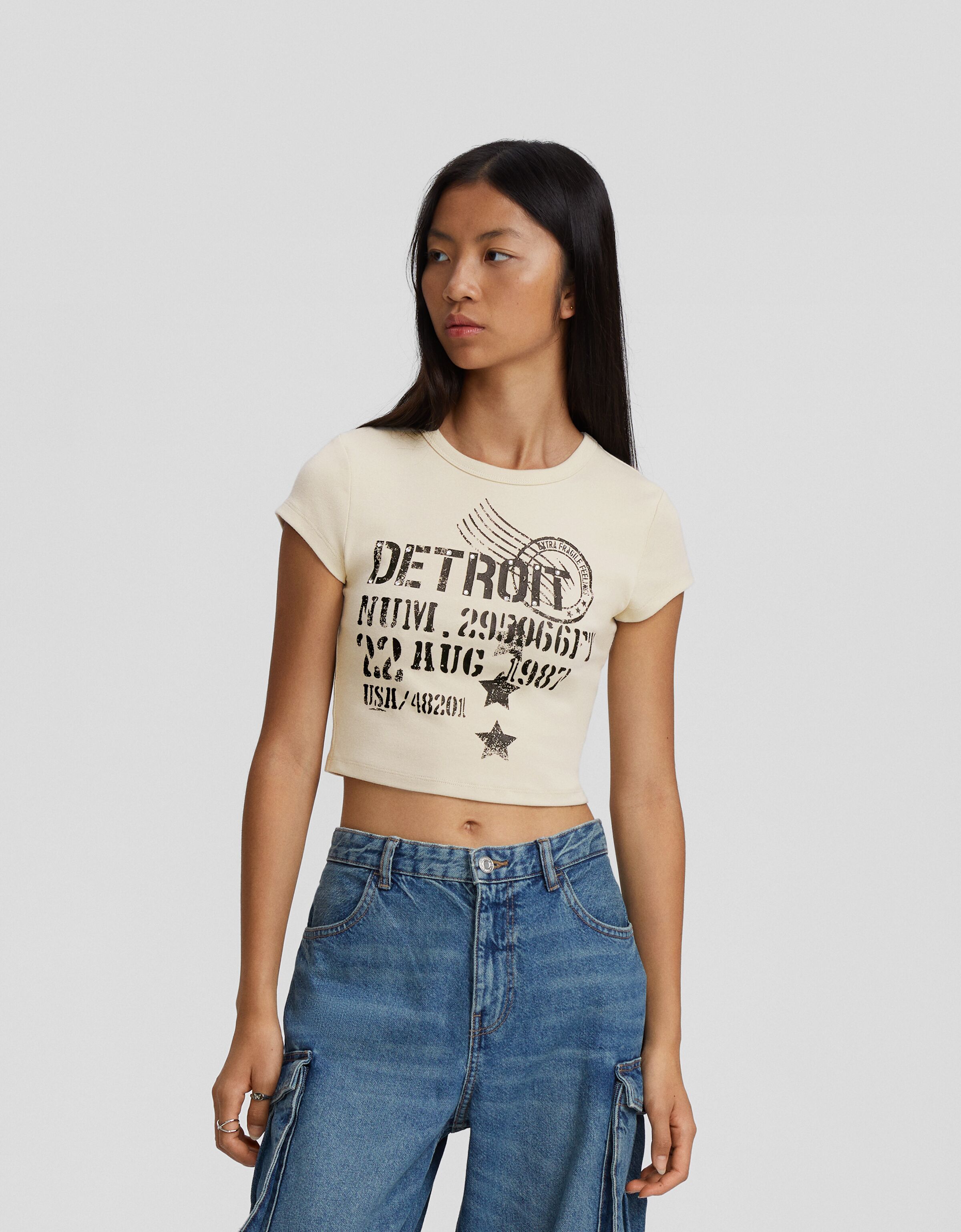 Camiseta manga corta ajustada print