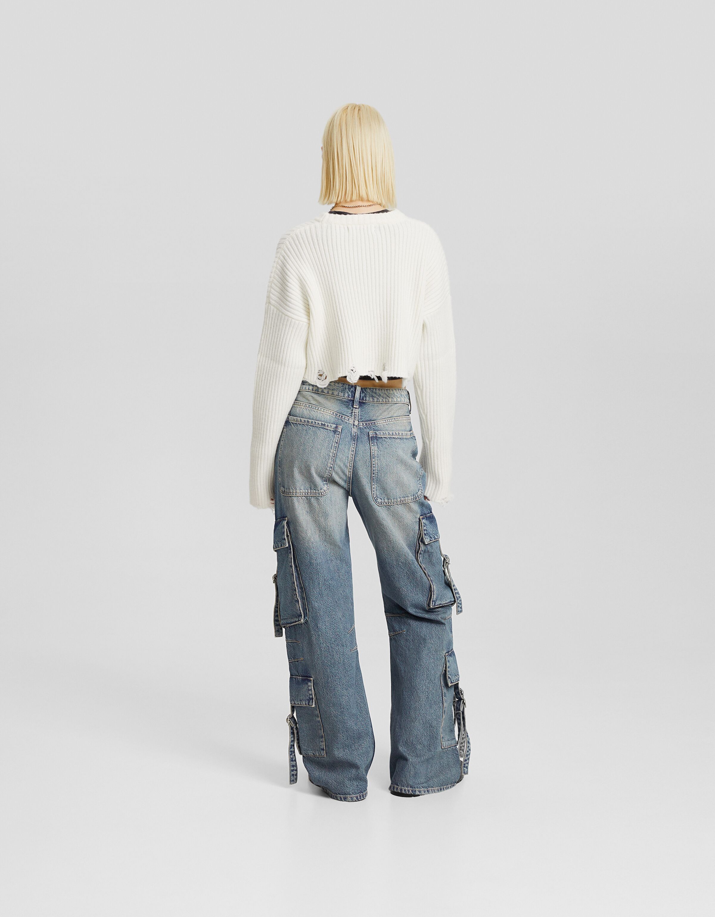 Jeans baggy cargo tiras