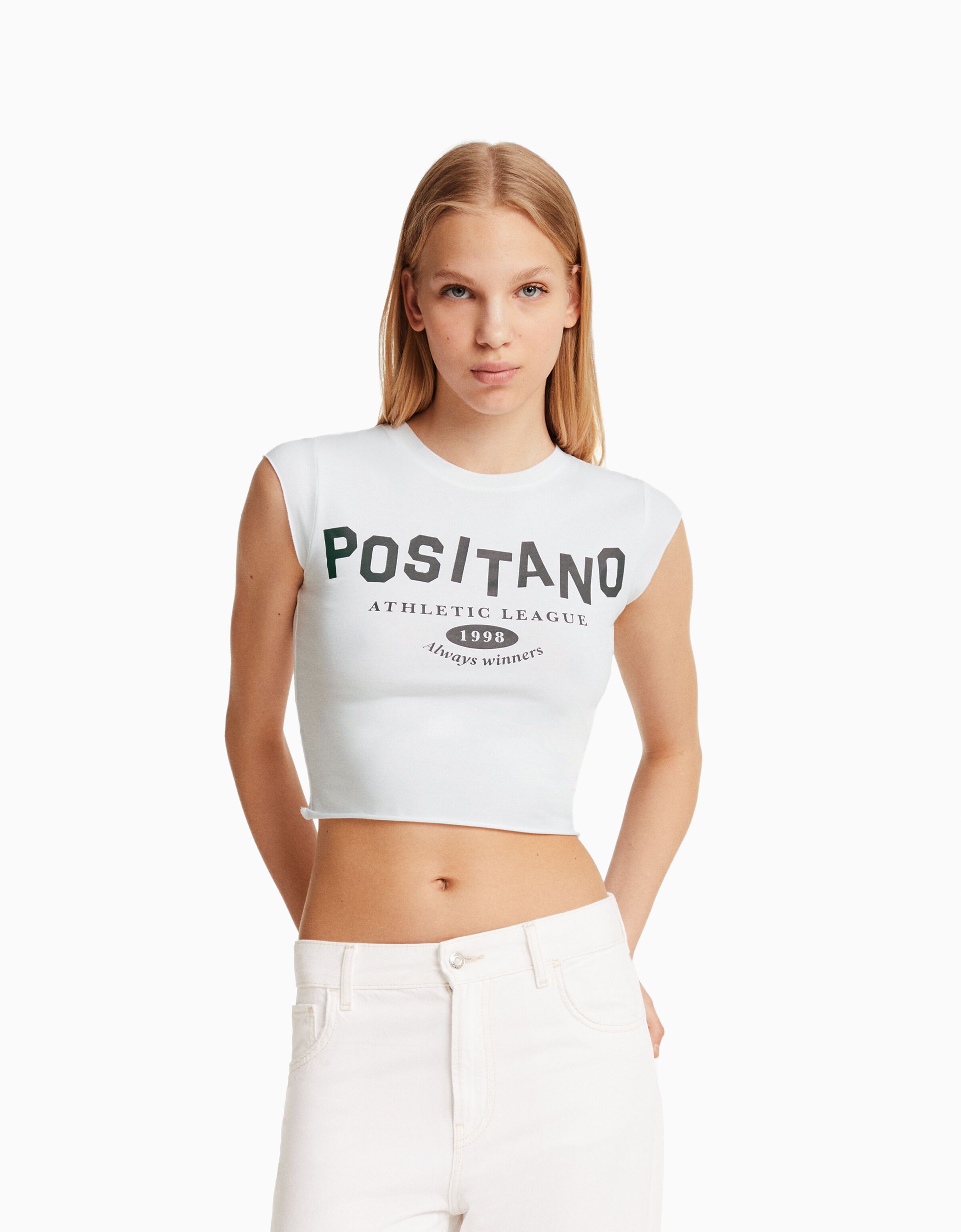 Camiseta manga corta cropped print