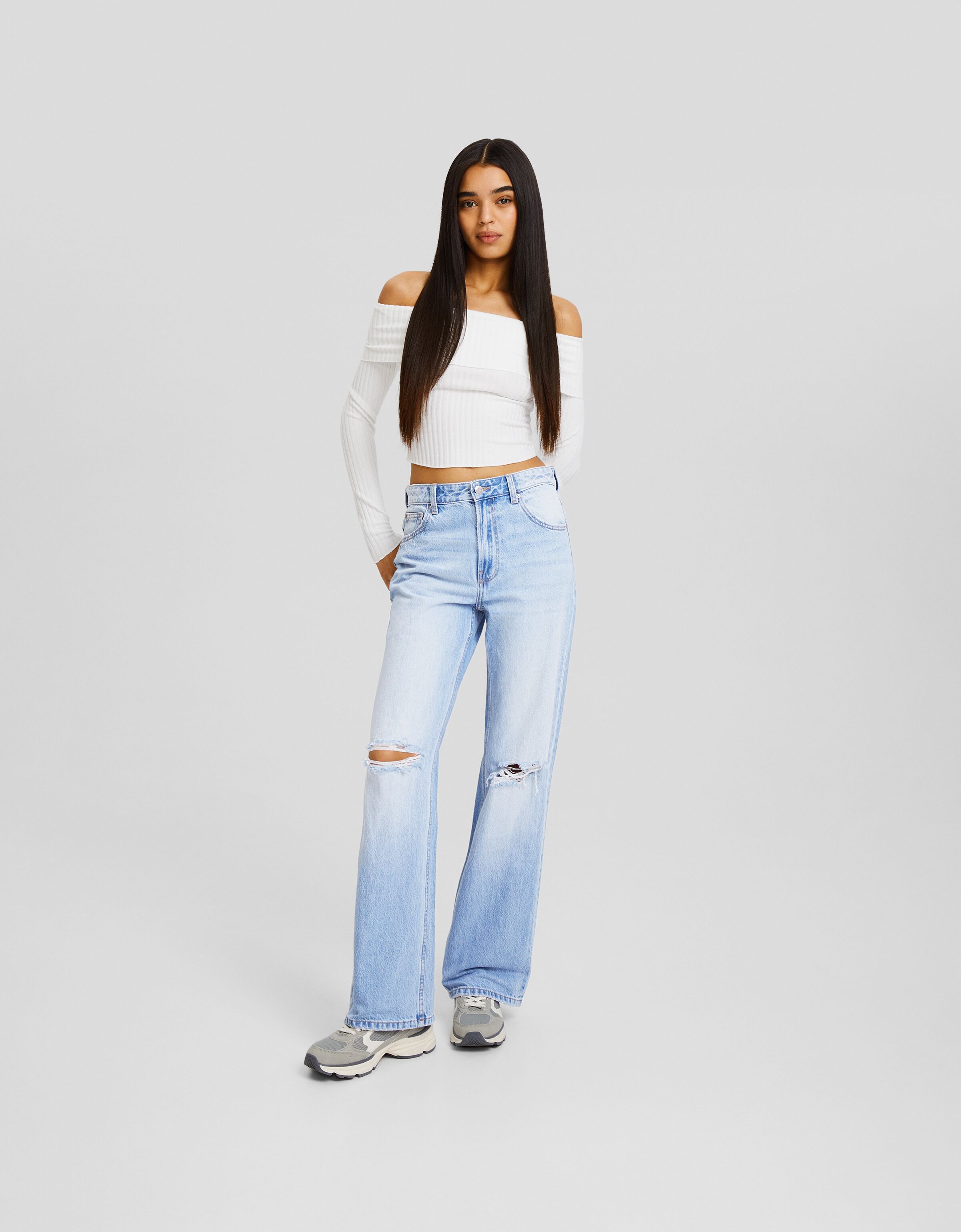 Jeans 90's wide leg rotos