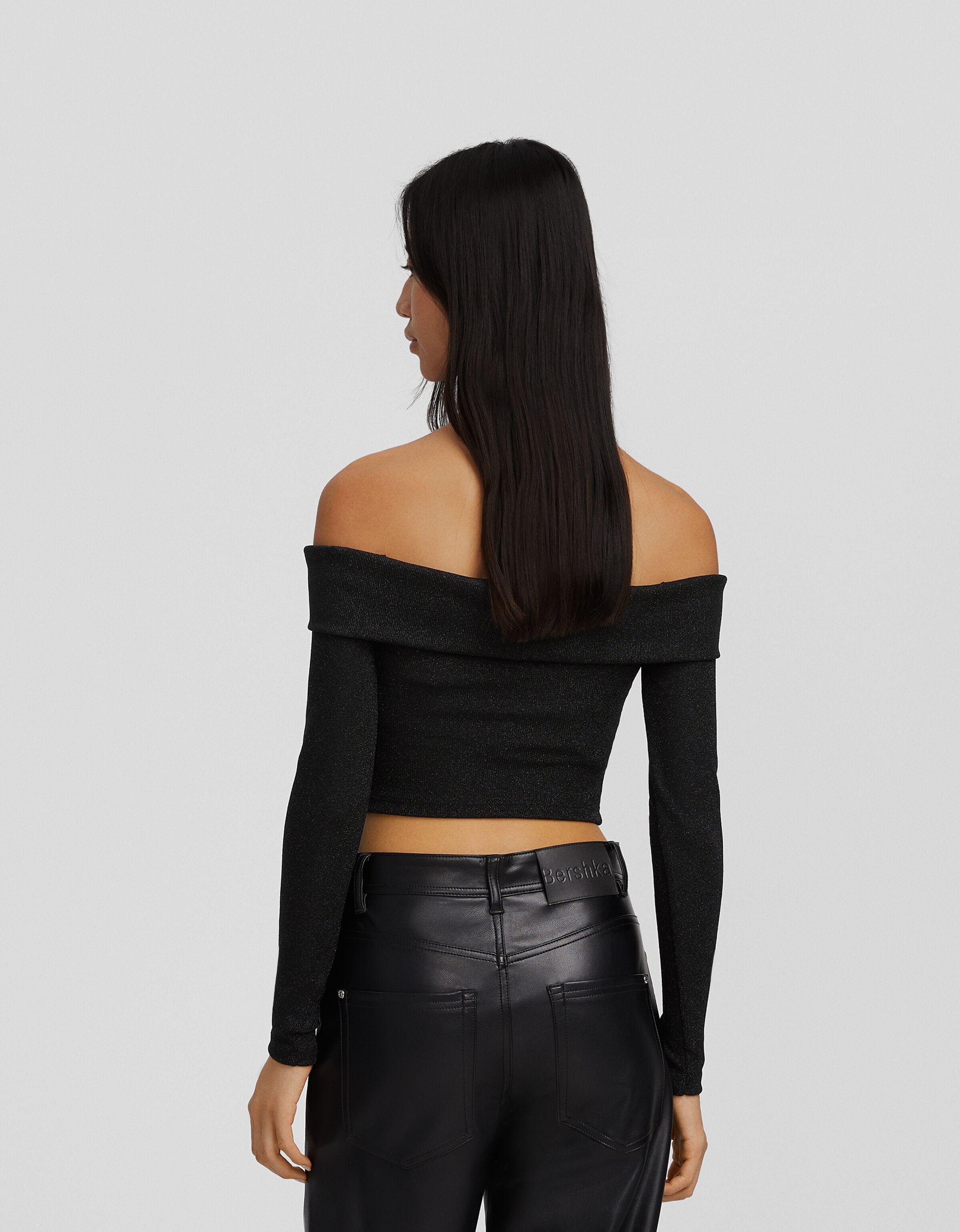 Camiseta manga larga bardot brillo