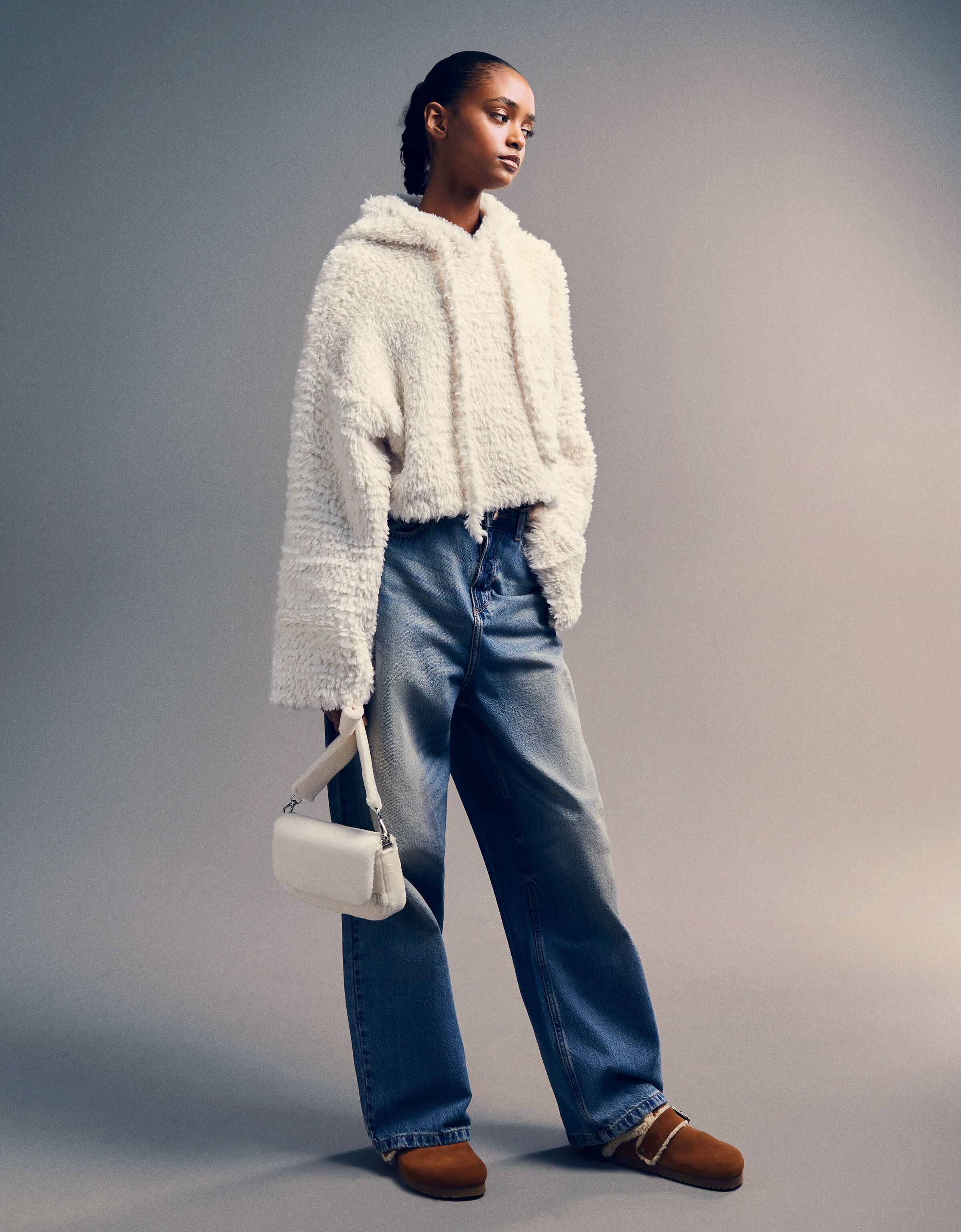 Jersey capucha efecto pelo