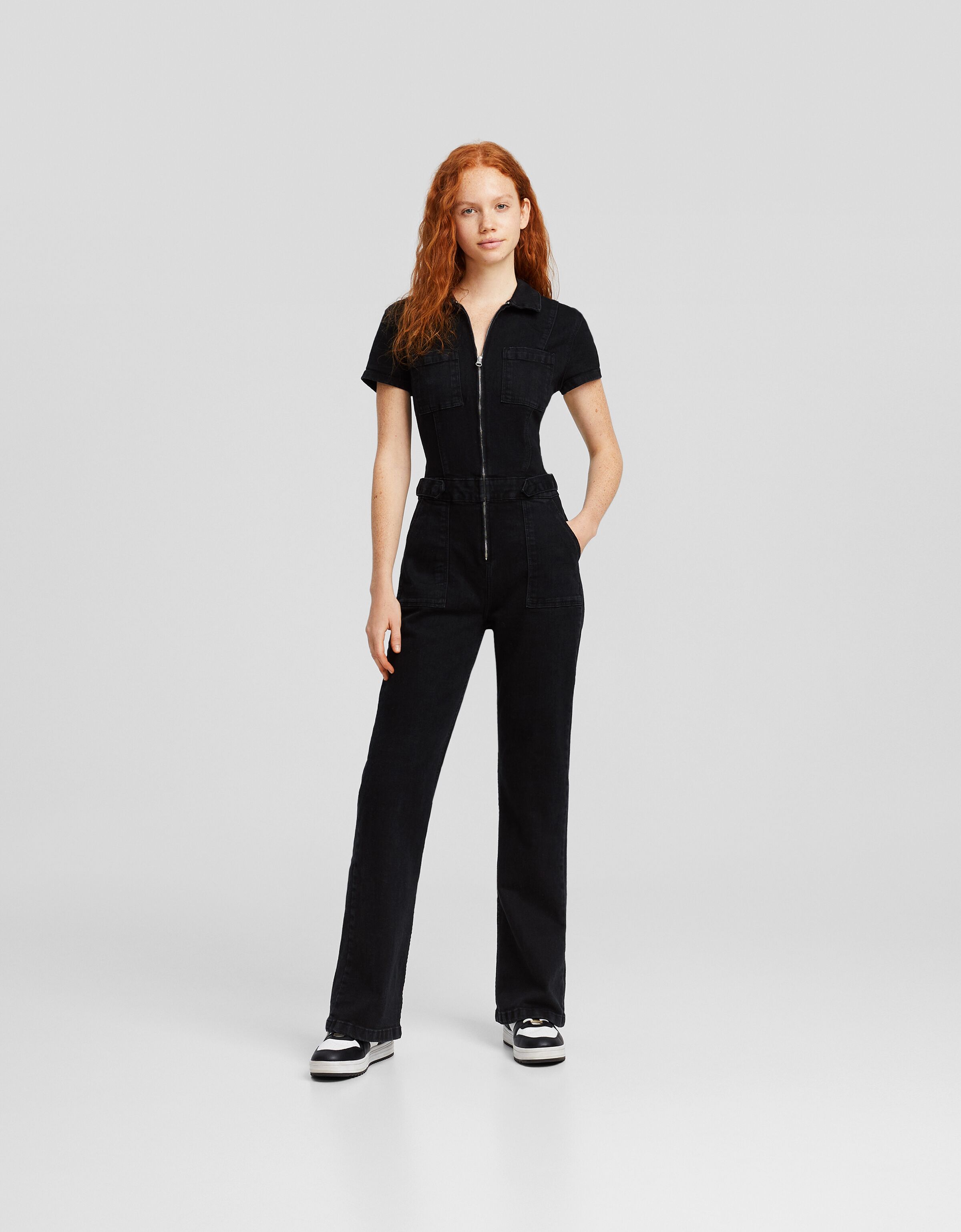 Mono denim largo manga corta