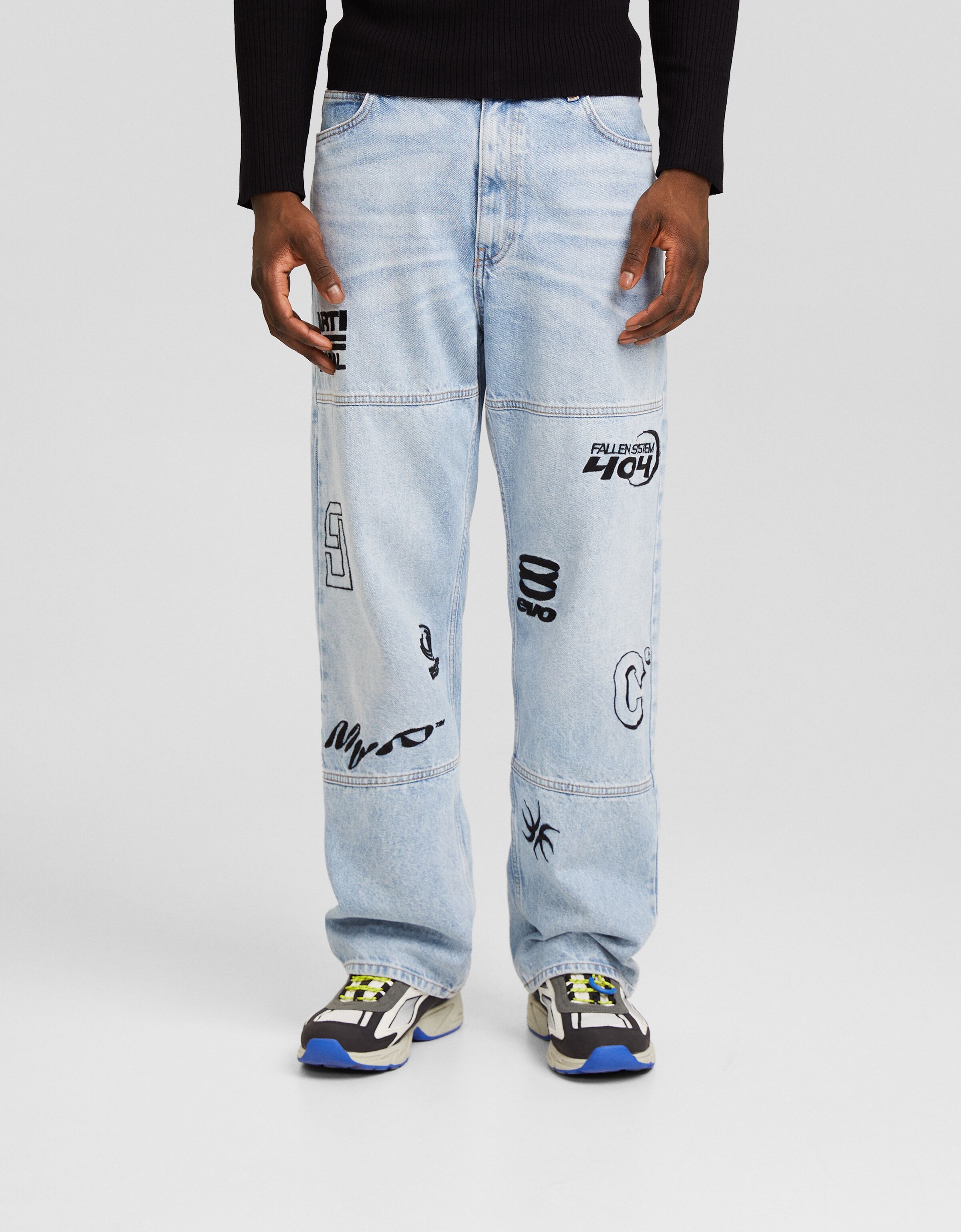 Jeans baggy bordado