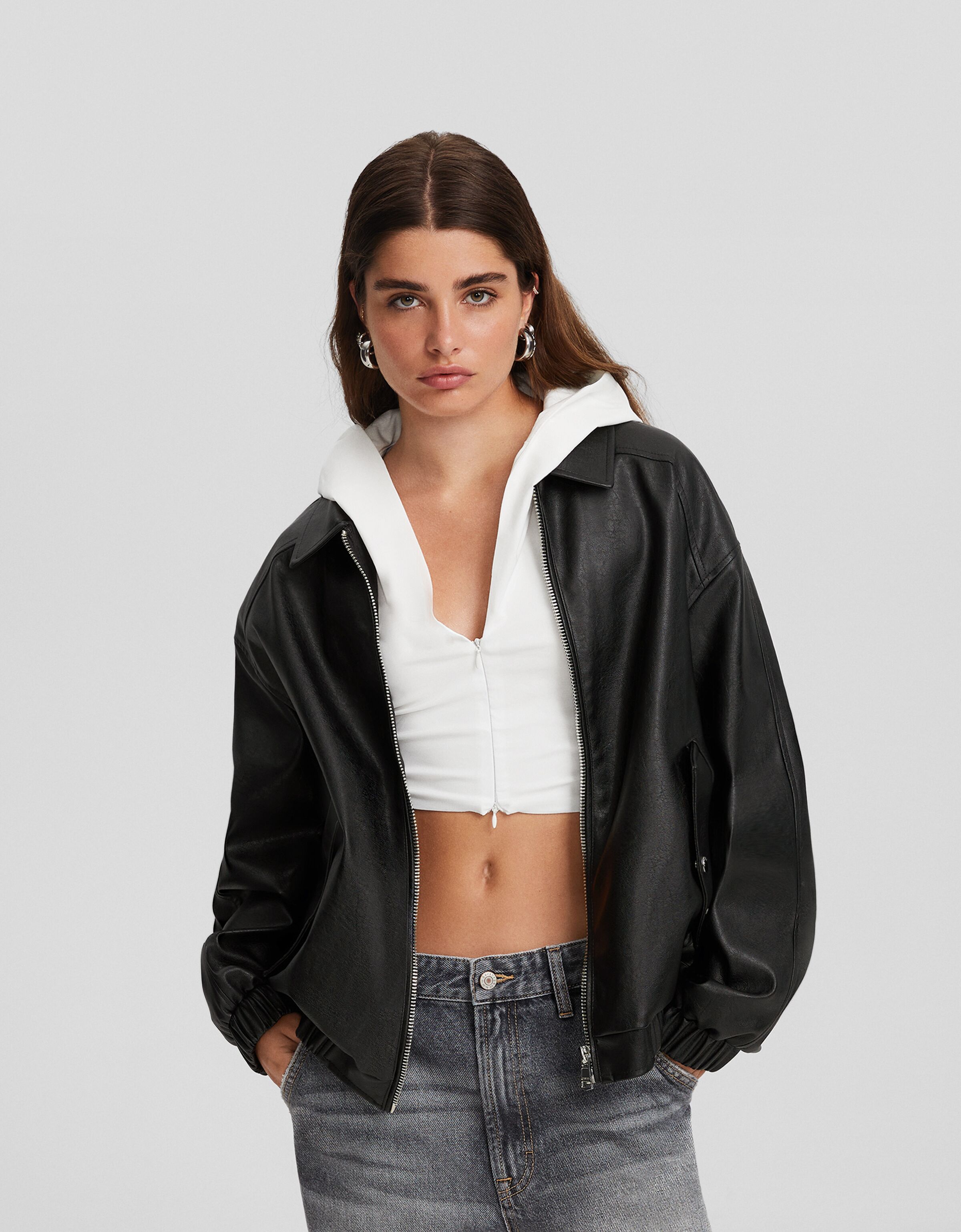 Cazadora dad fit efecto piel