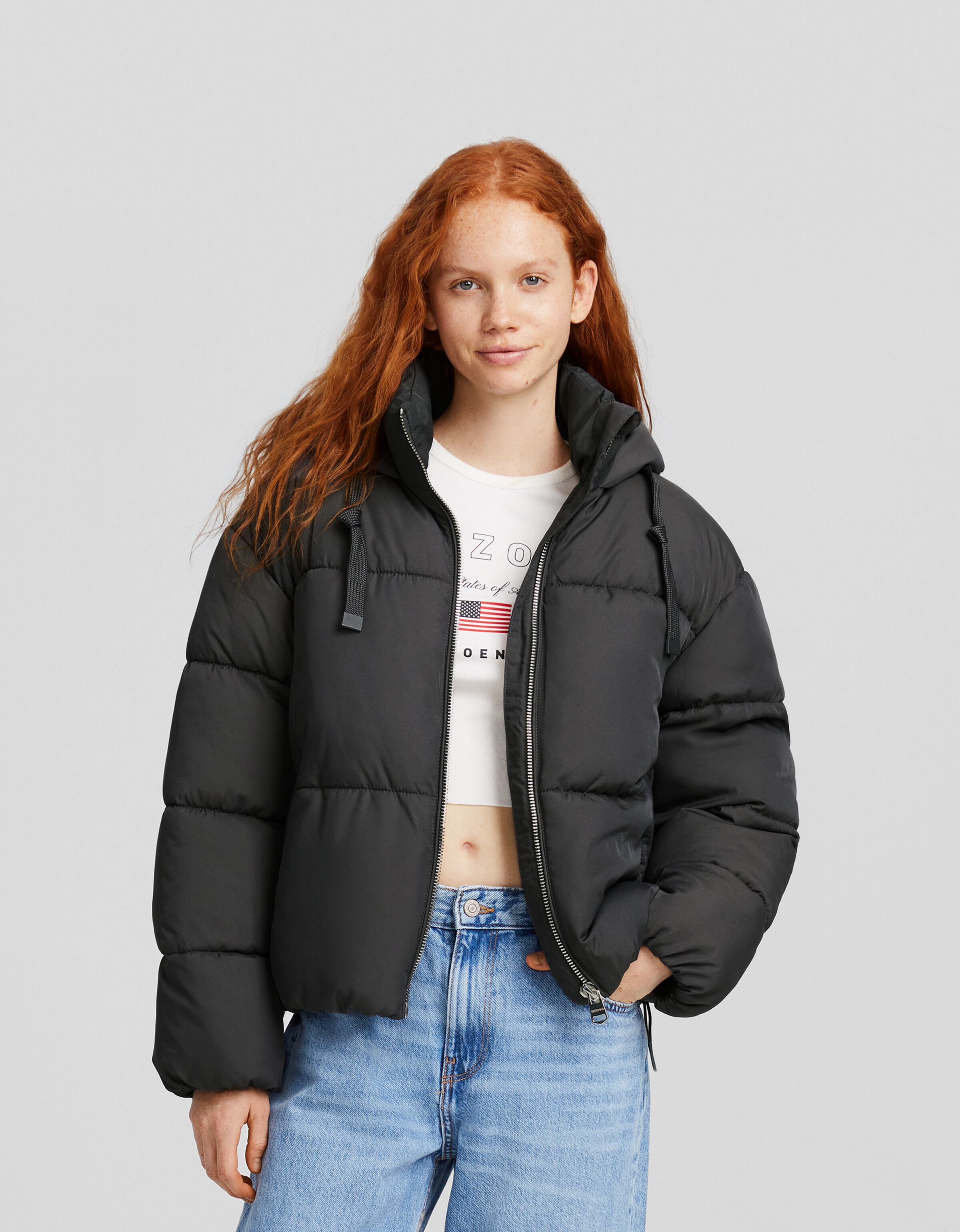 Cazadora acolchada oversize capucha