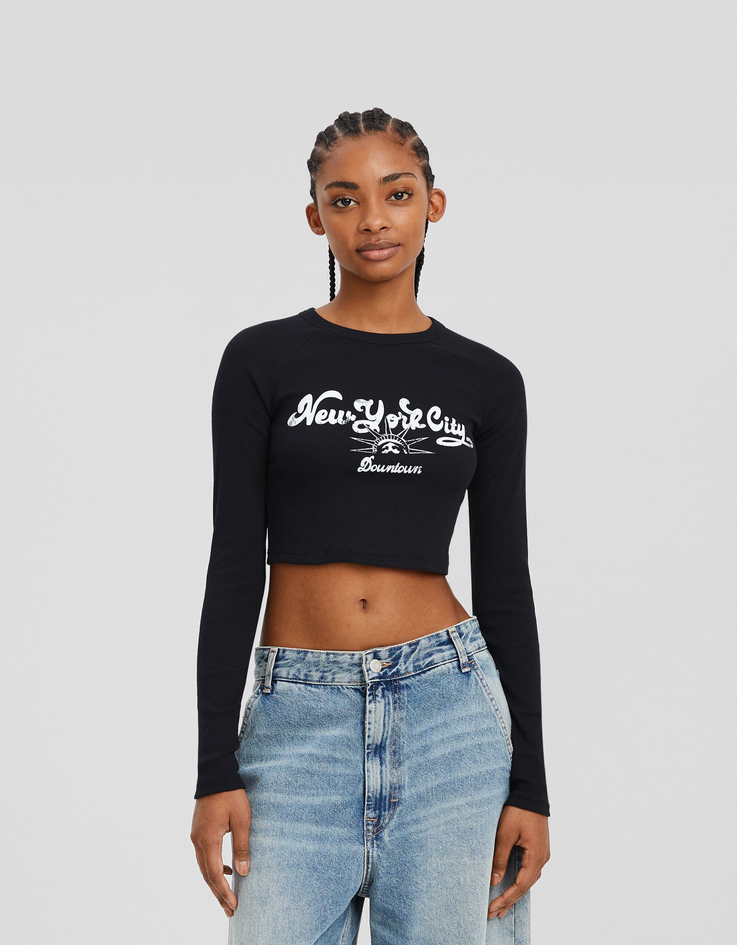 Camiseta manga larga rib print