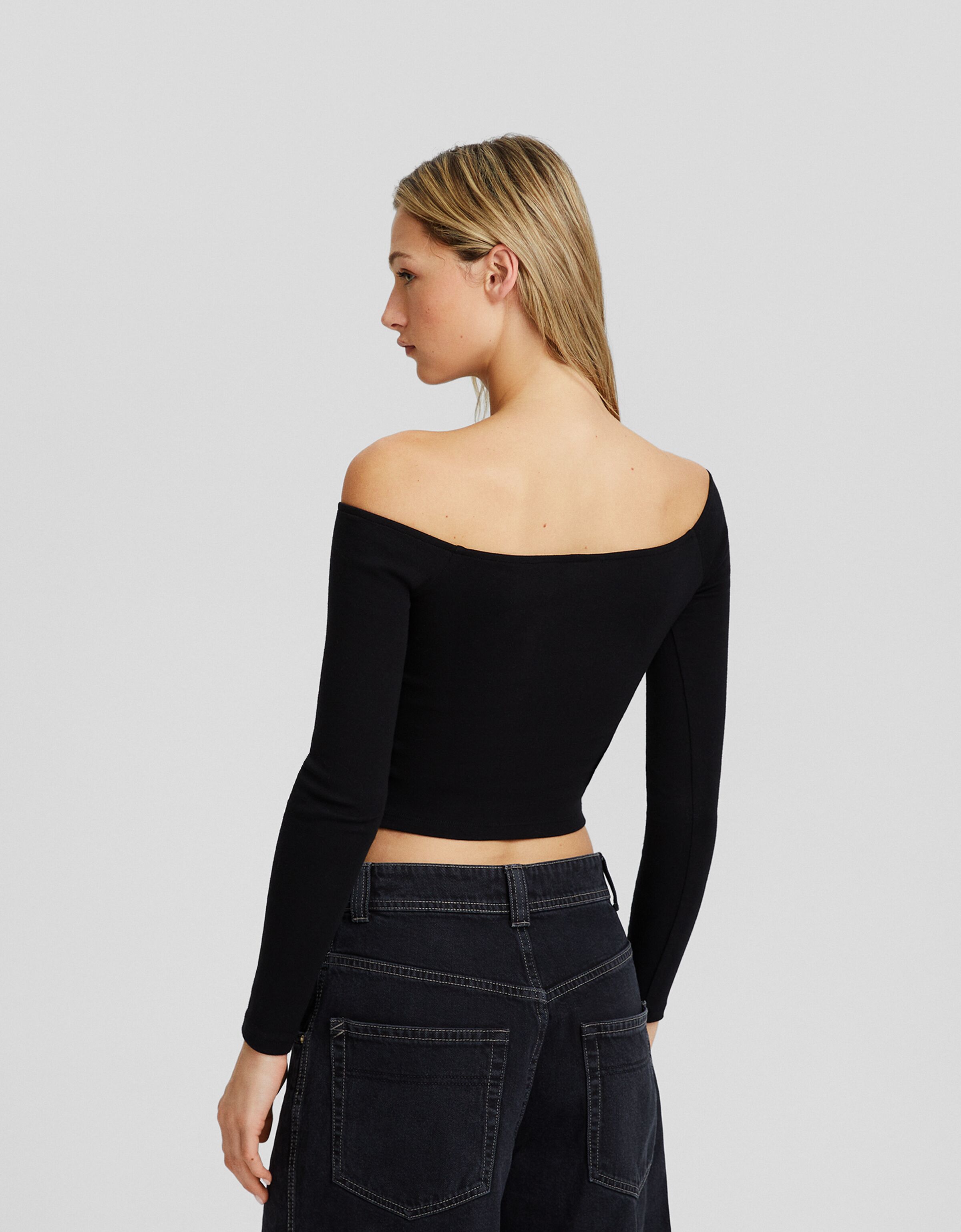 Camiseta Tupac manga larga bardot print