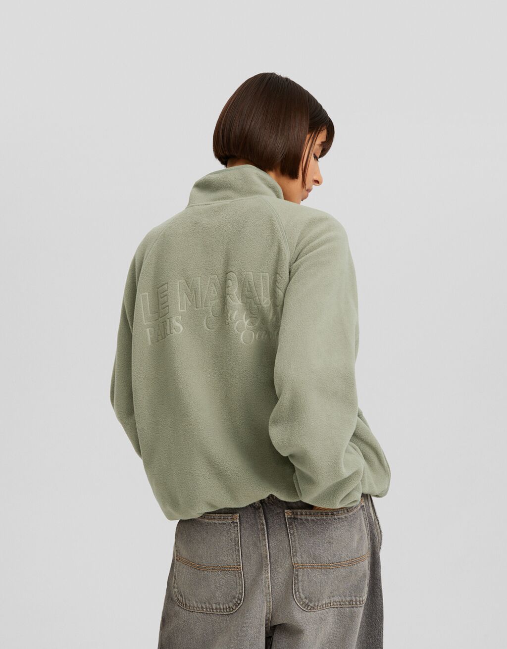 Sudadera cremallera polar bordado