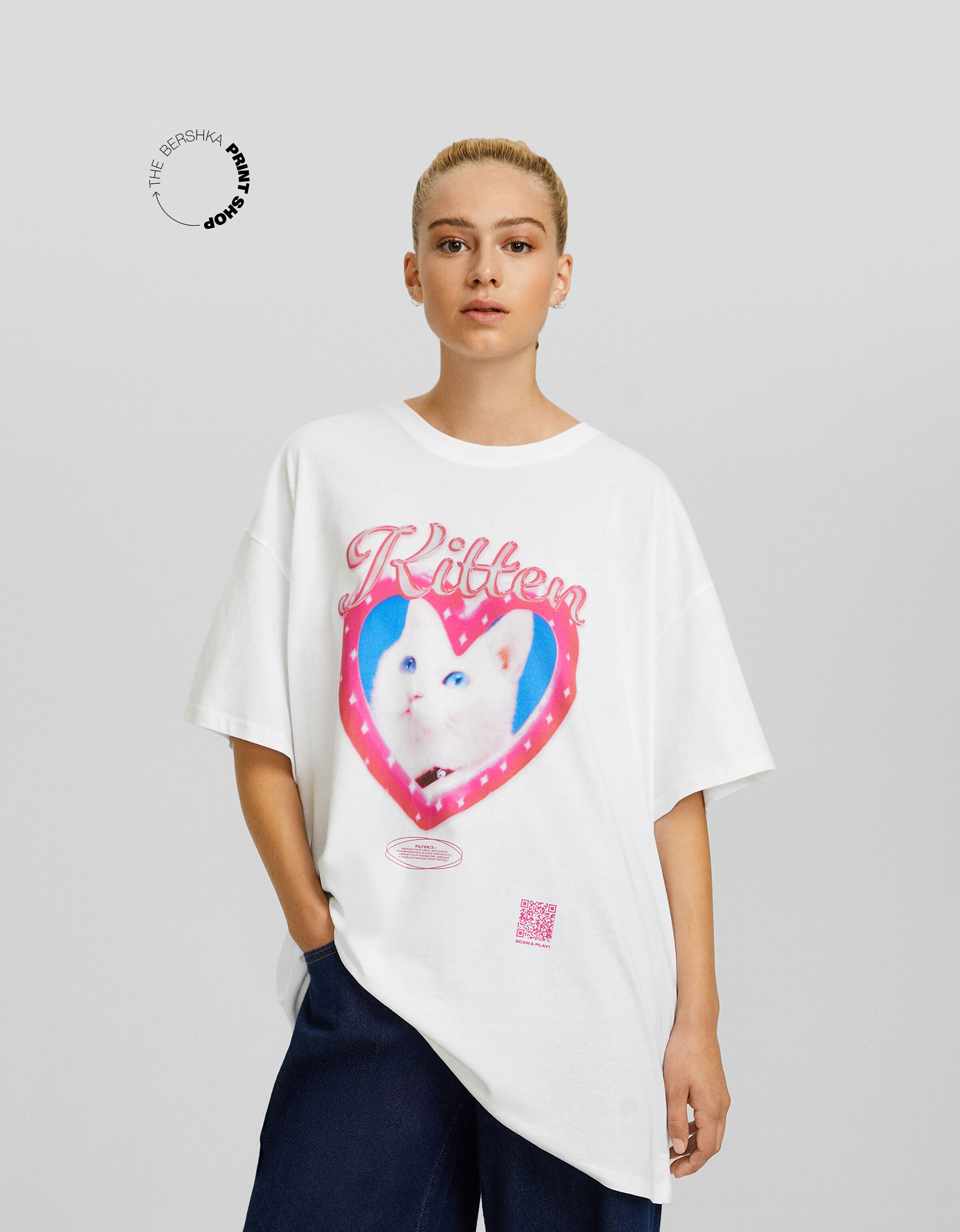 Camiseta Bershka Wearable Art manga corta print