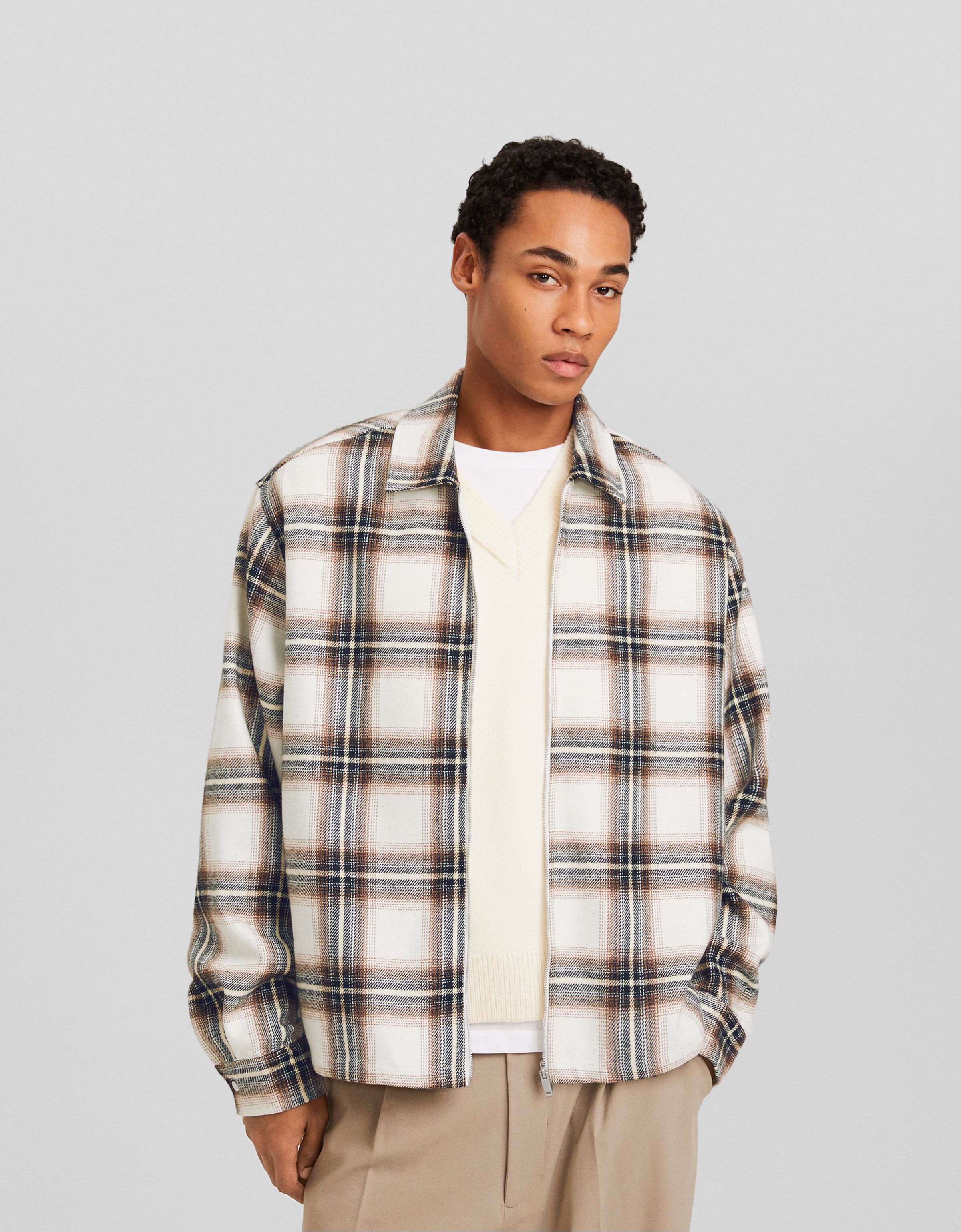 Sobrecamisa manga larga cremallera cuadros