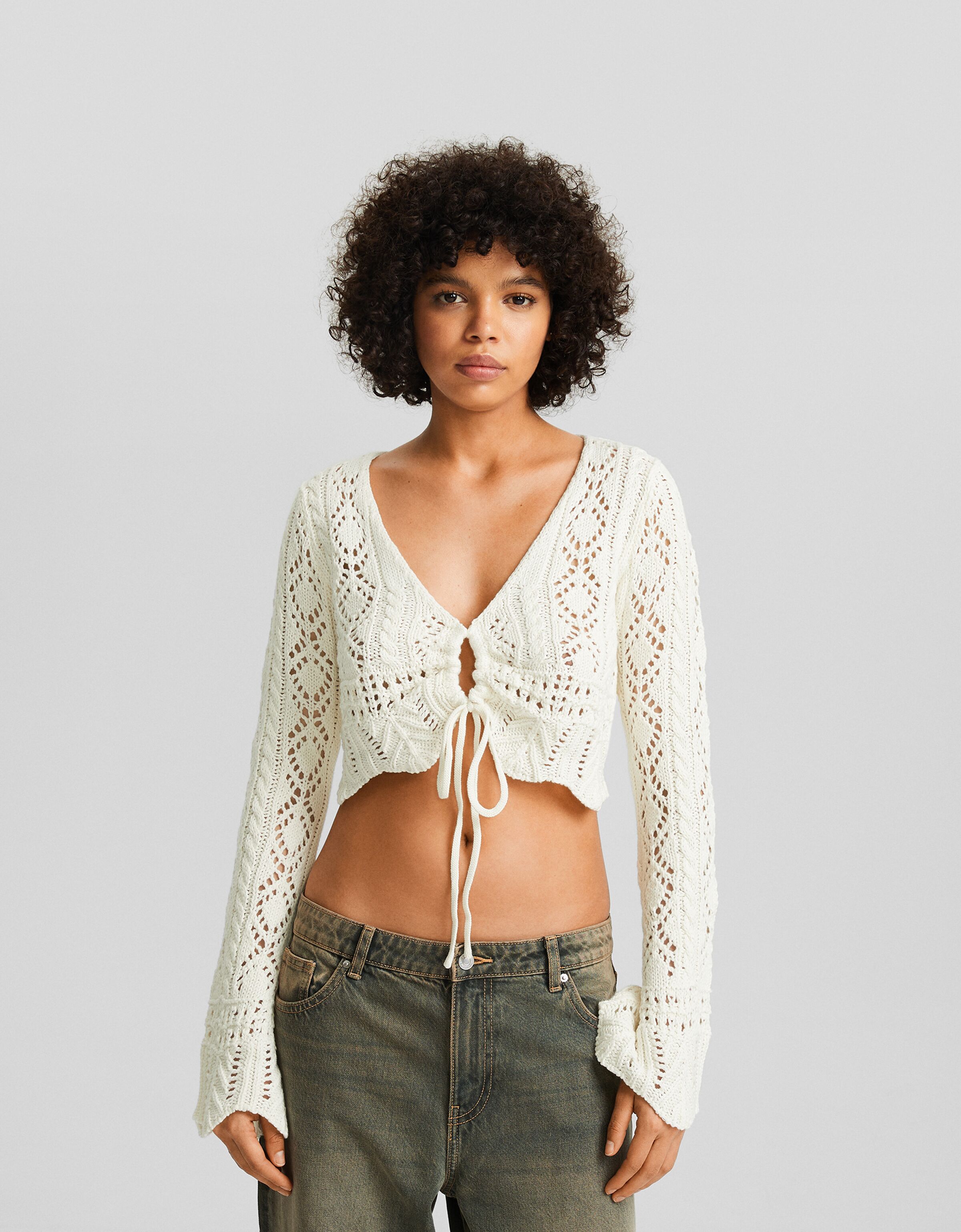 Cárdigan calados frunce