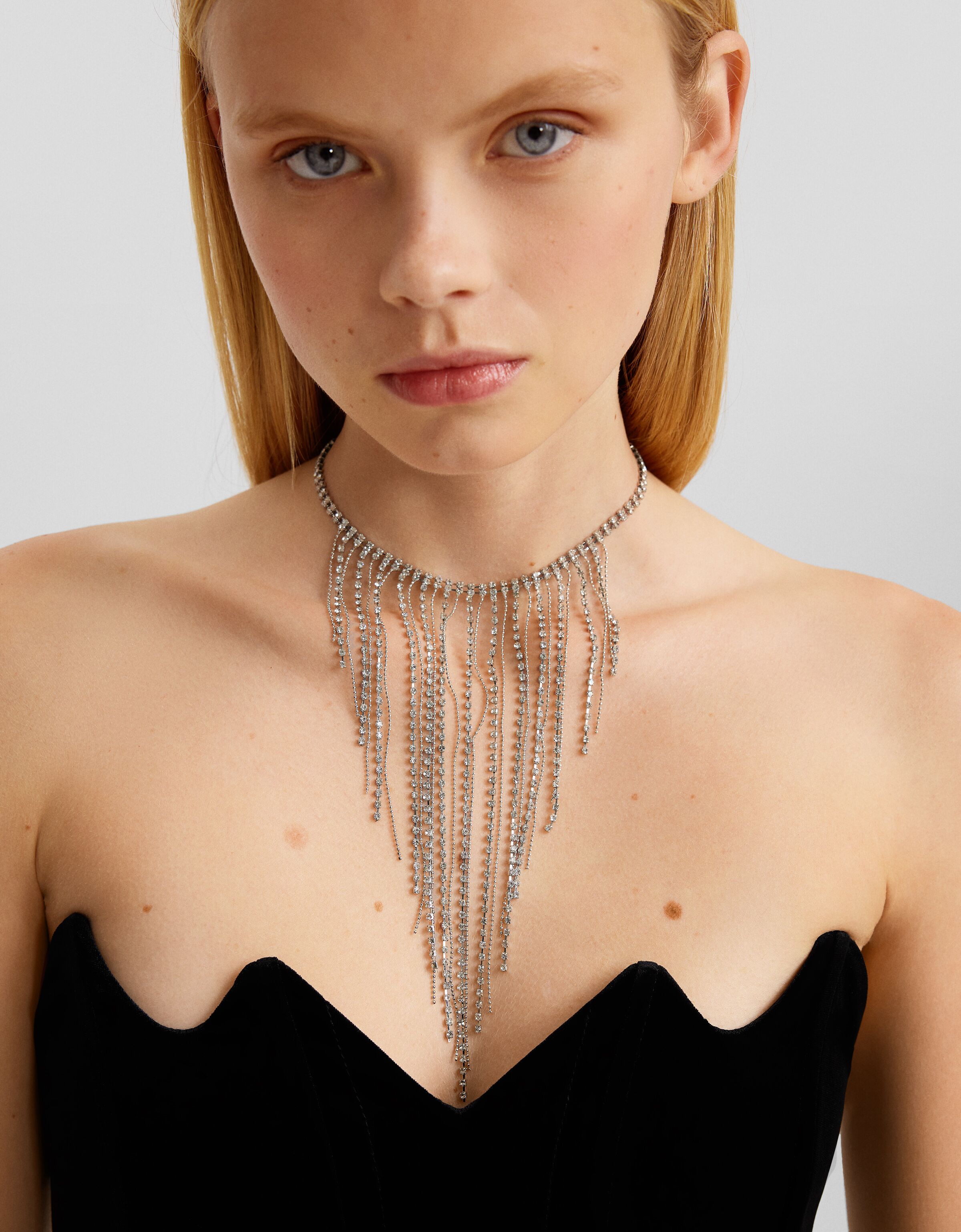 Collar cascada strass cadena