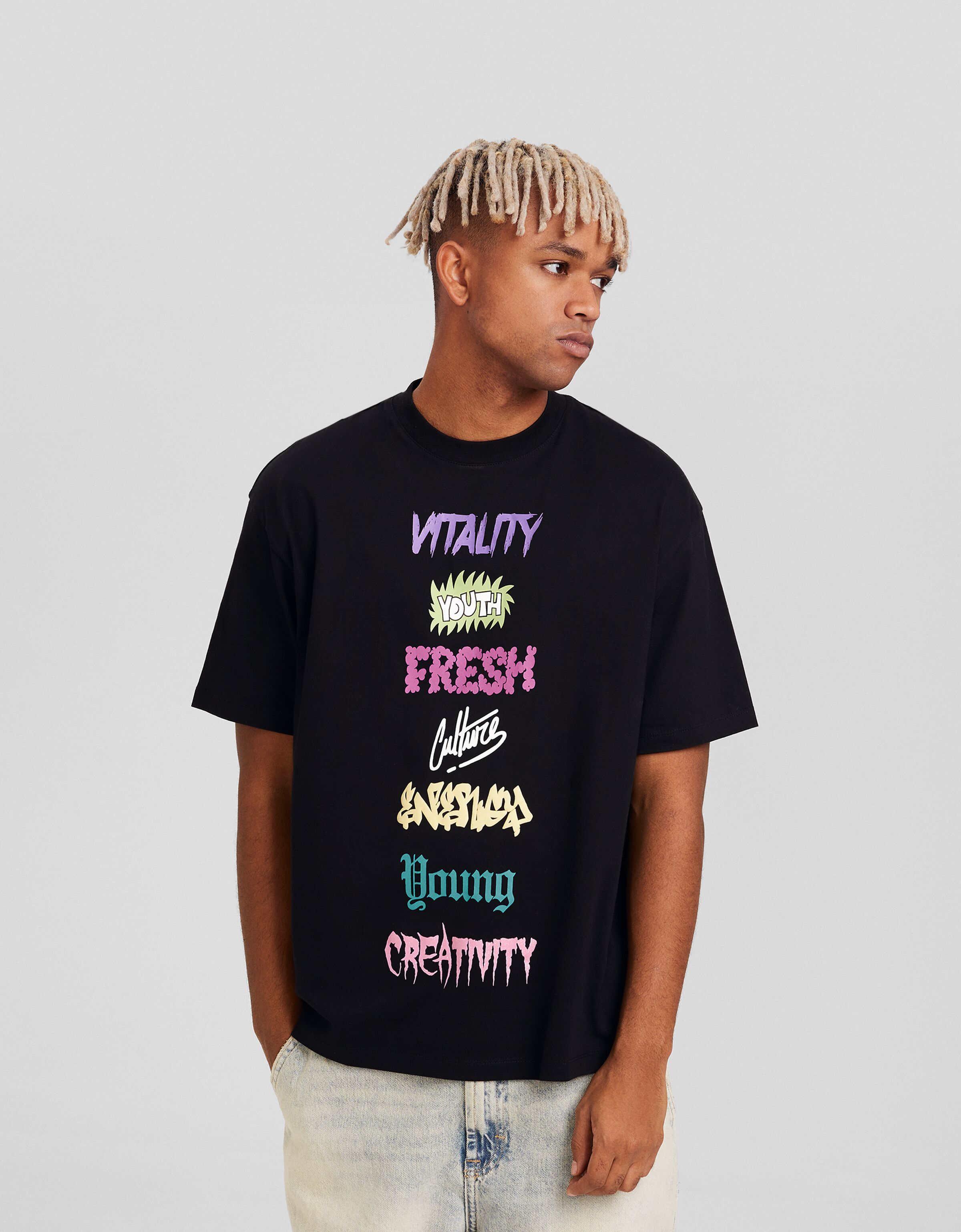 Camiseta manga corta boxy fit print