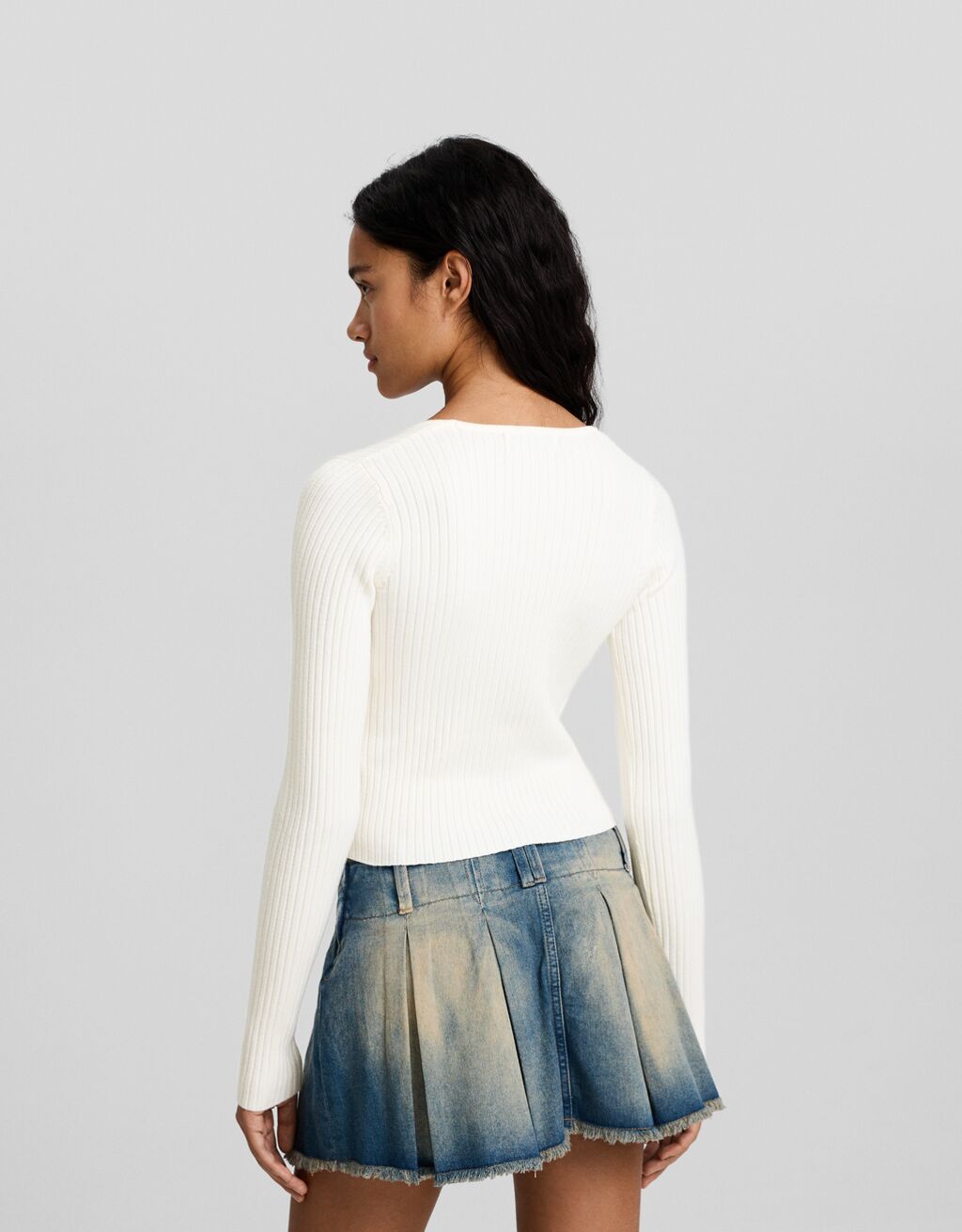 Jersey escote corazón canalé