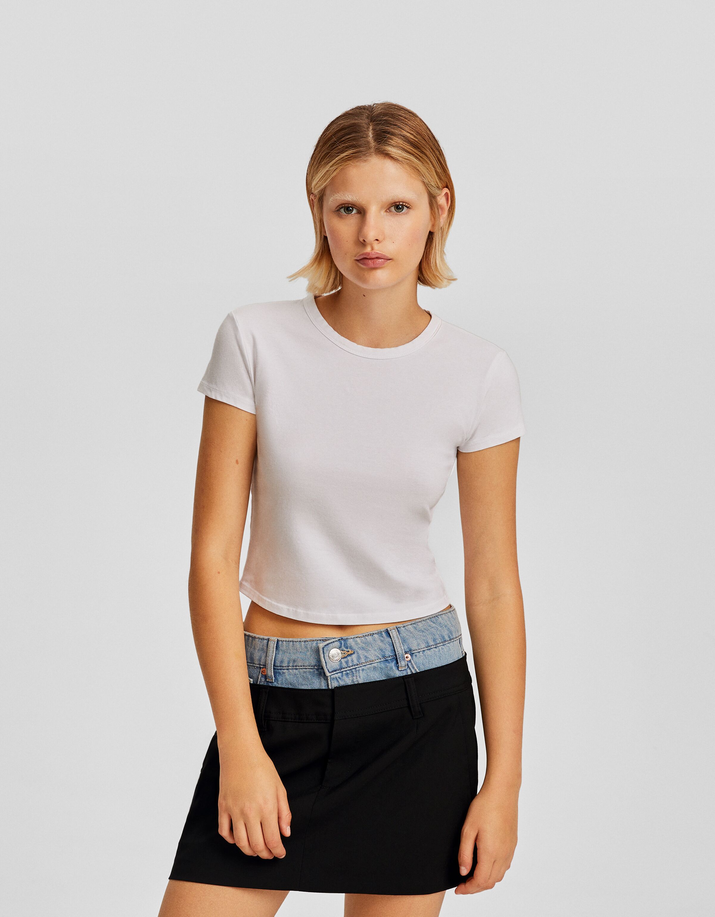 Falda tailoring cintura denim contaste