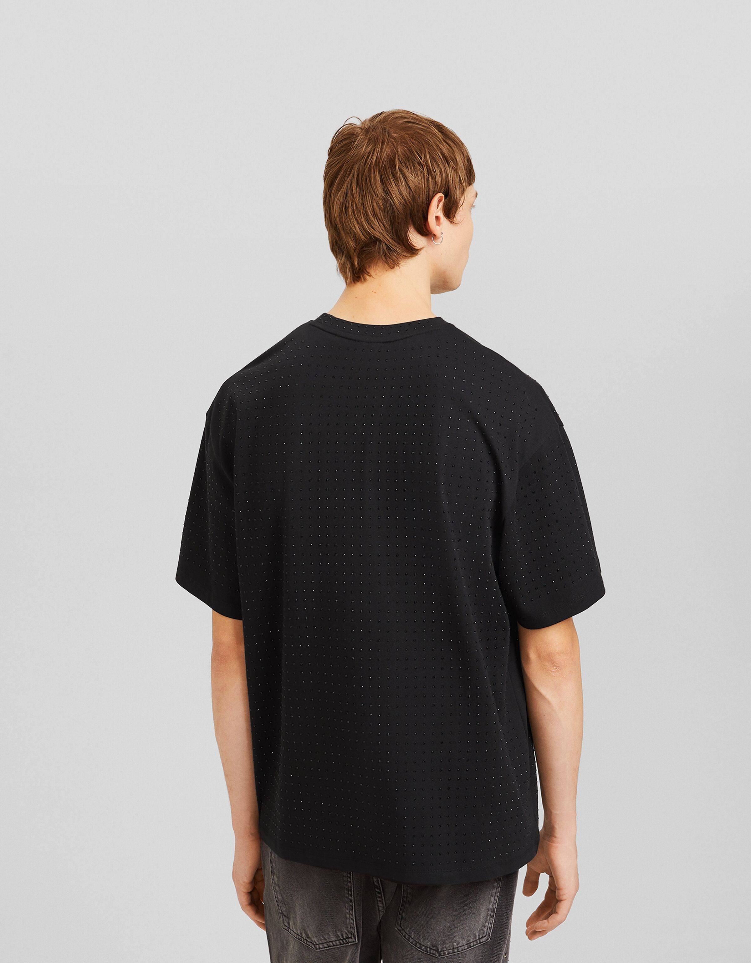 Camiseta manga corta boxy fit strass