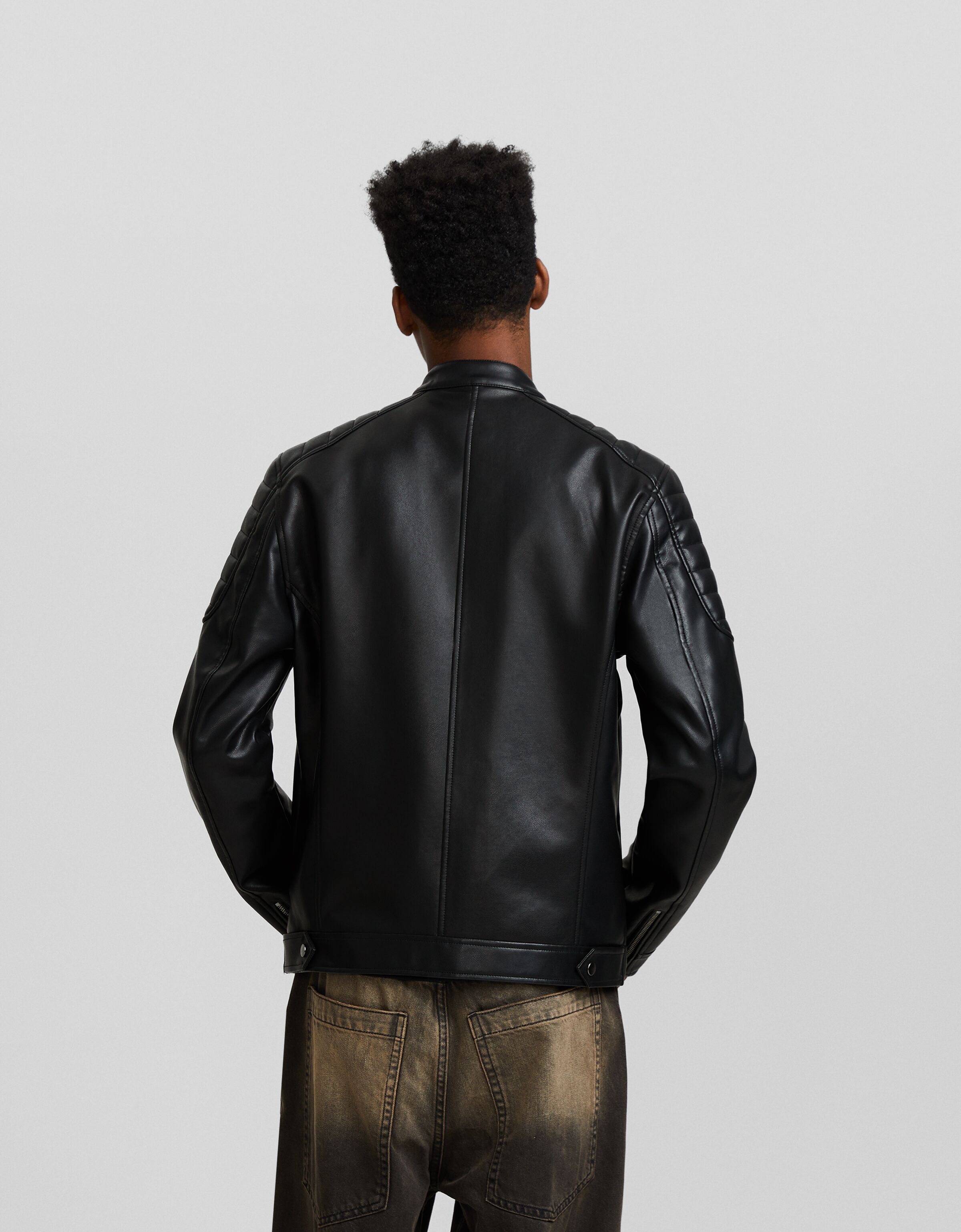 Cazadora biker efecto piel