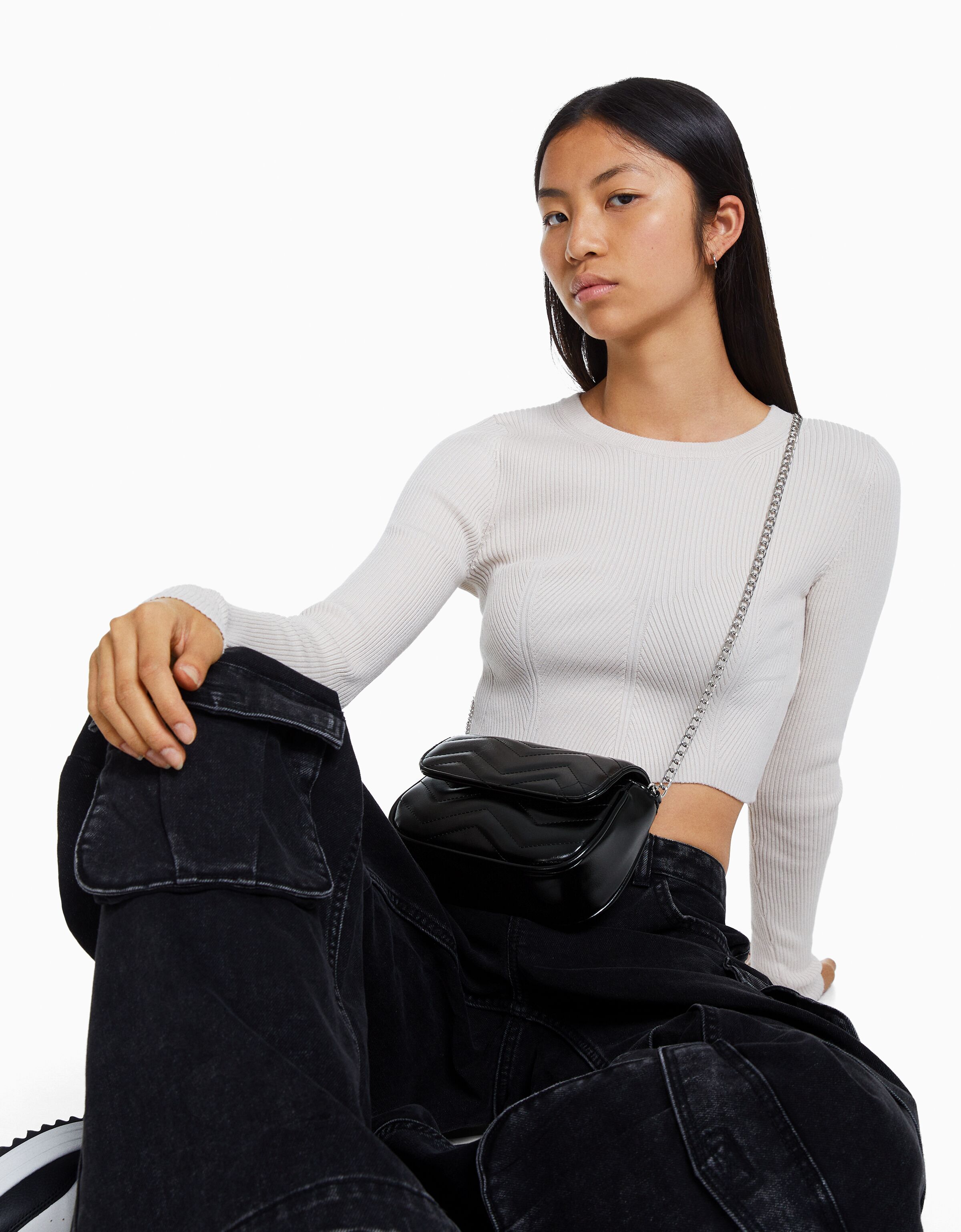 Bolso bandolera acolchada efecto piel