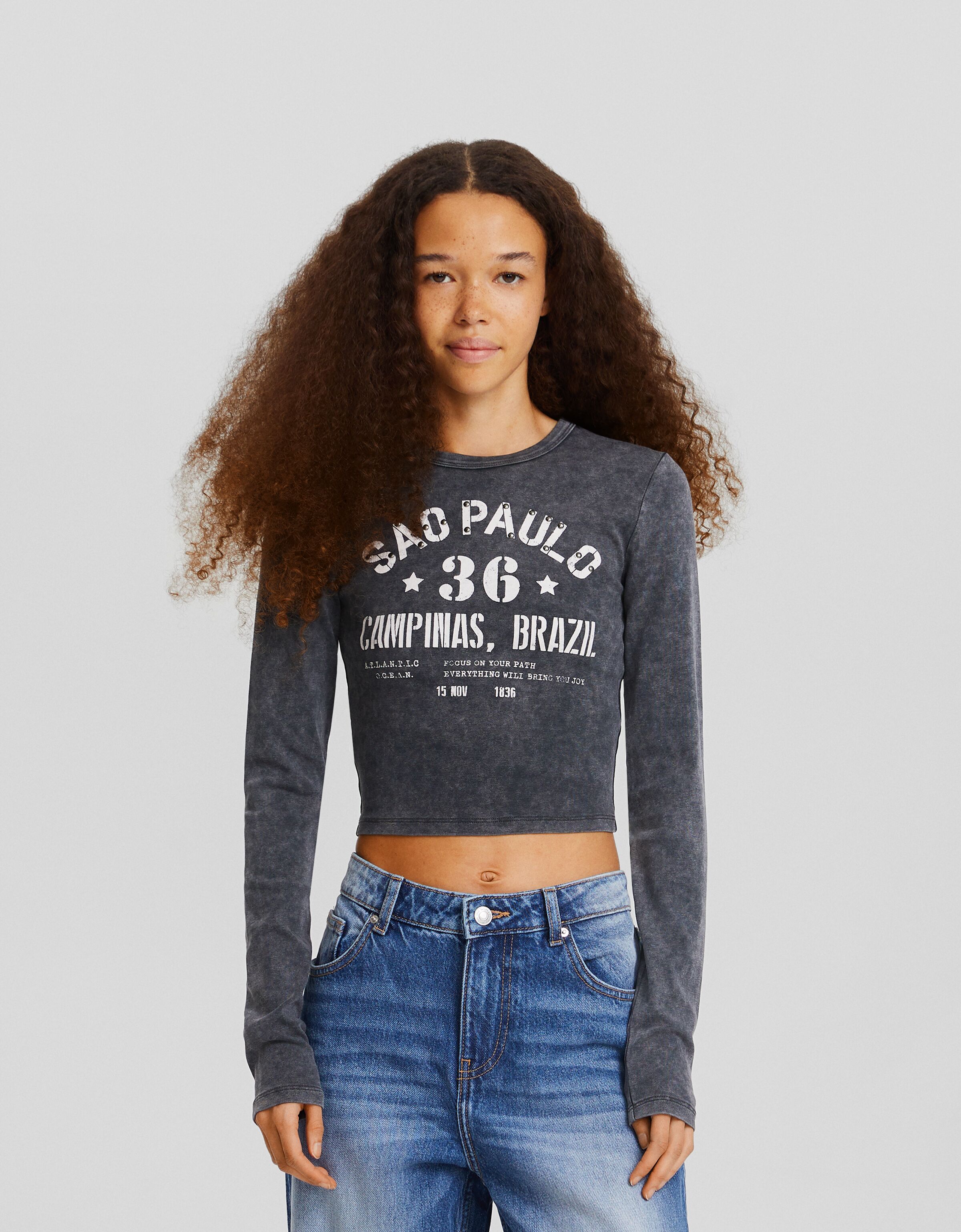 Camiseta manga larga ajustada print