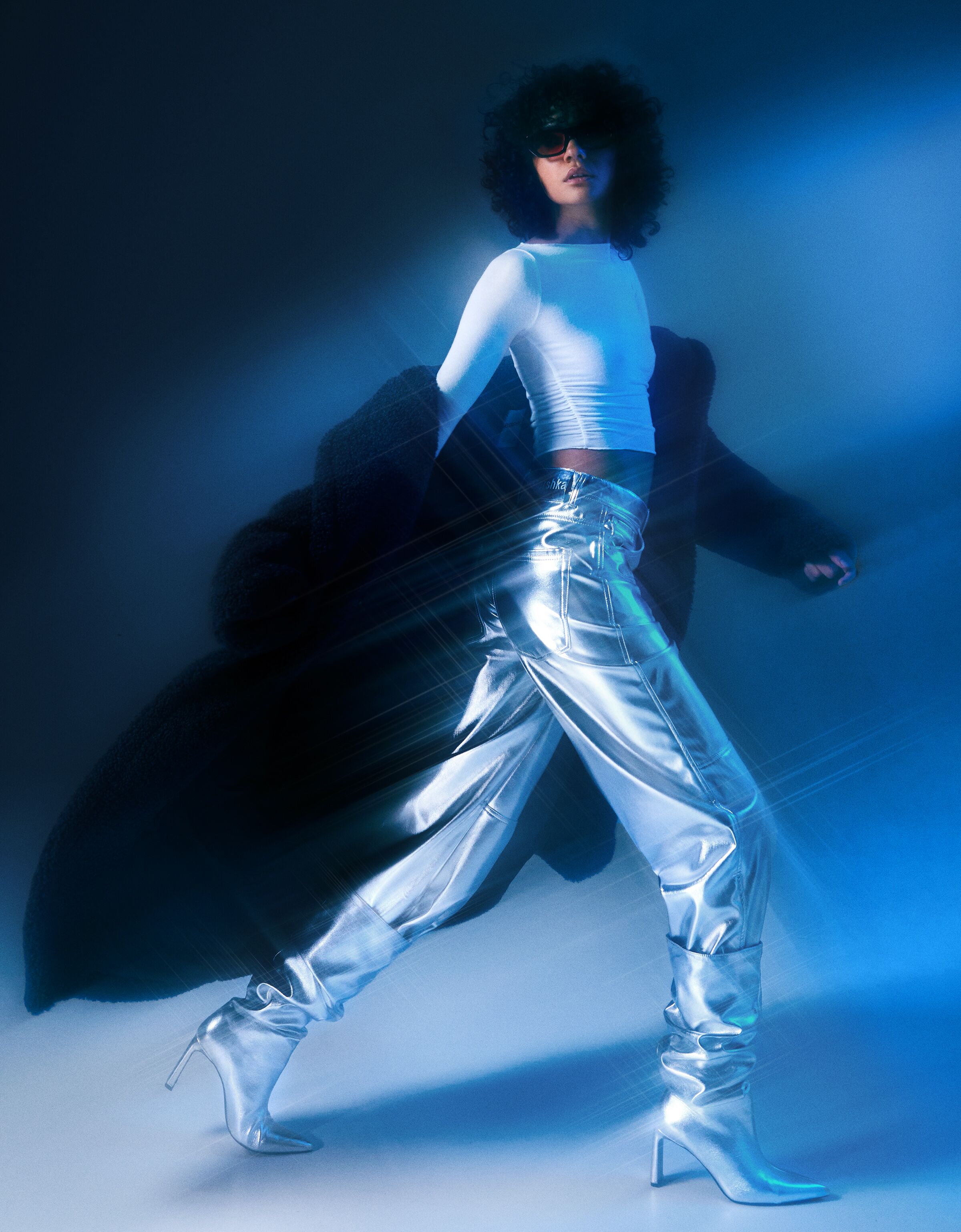 Botas tacón fino slouchy metalizadas