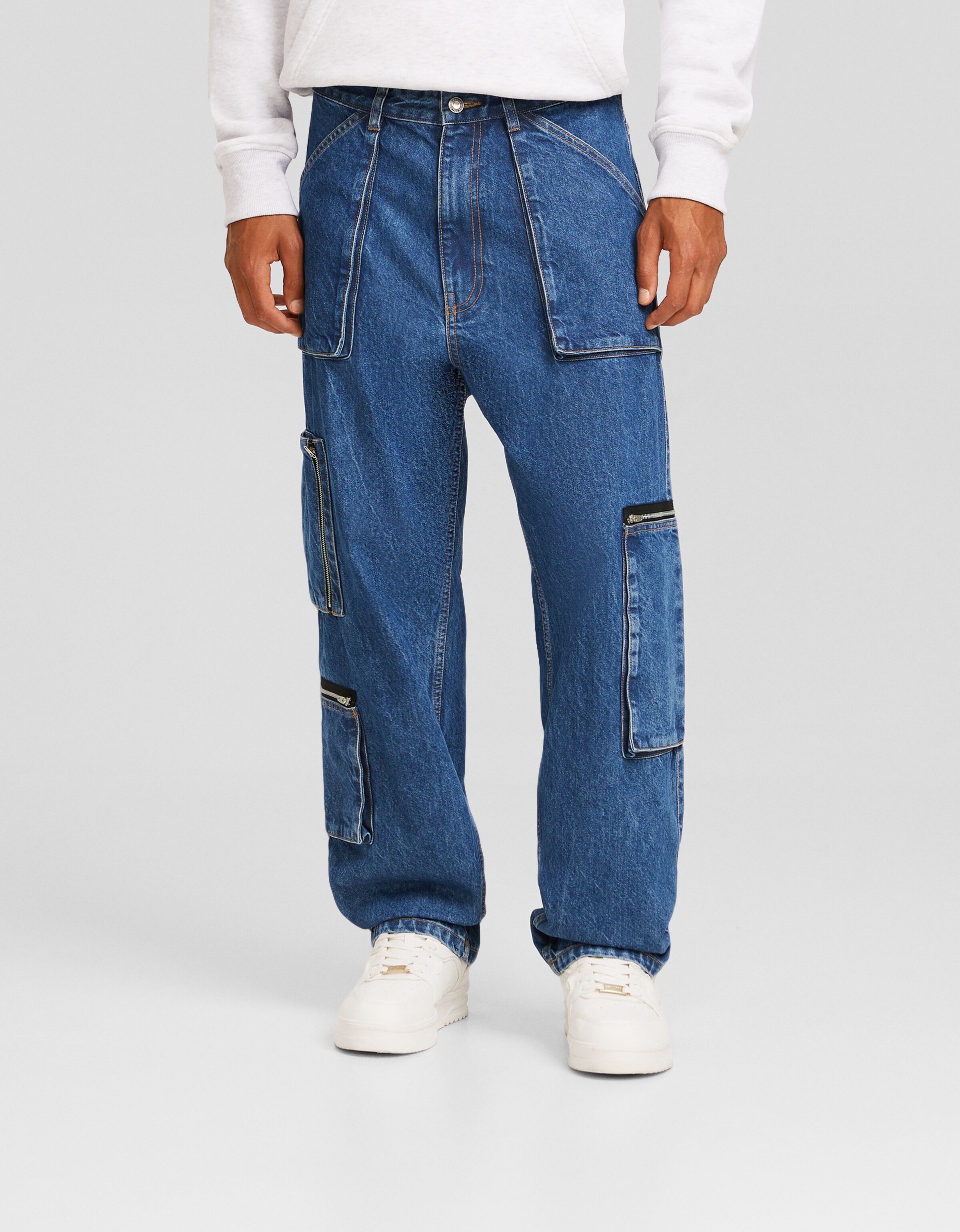 Jeans baggy cargo cremallera