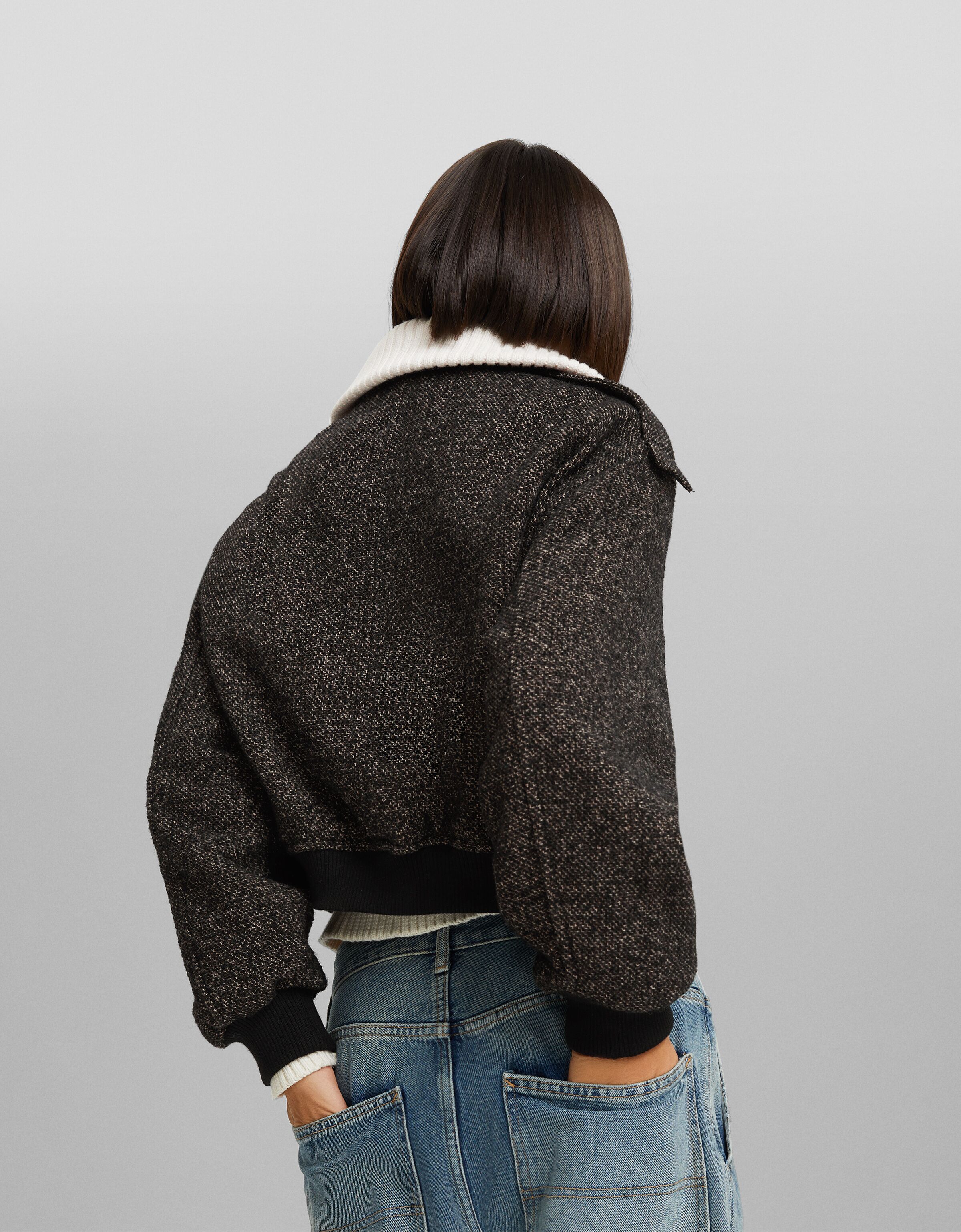 Cazadora bomber con lana estructura