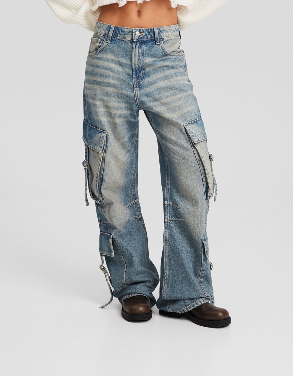 Jeans baggy cargo tiras
