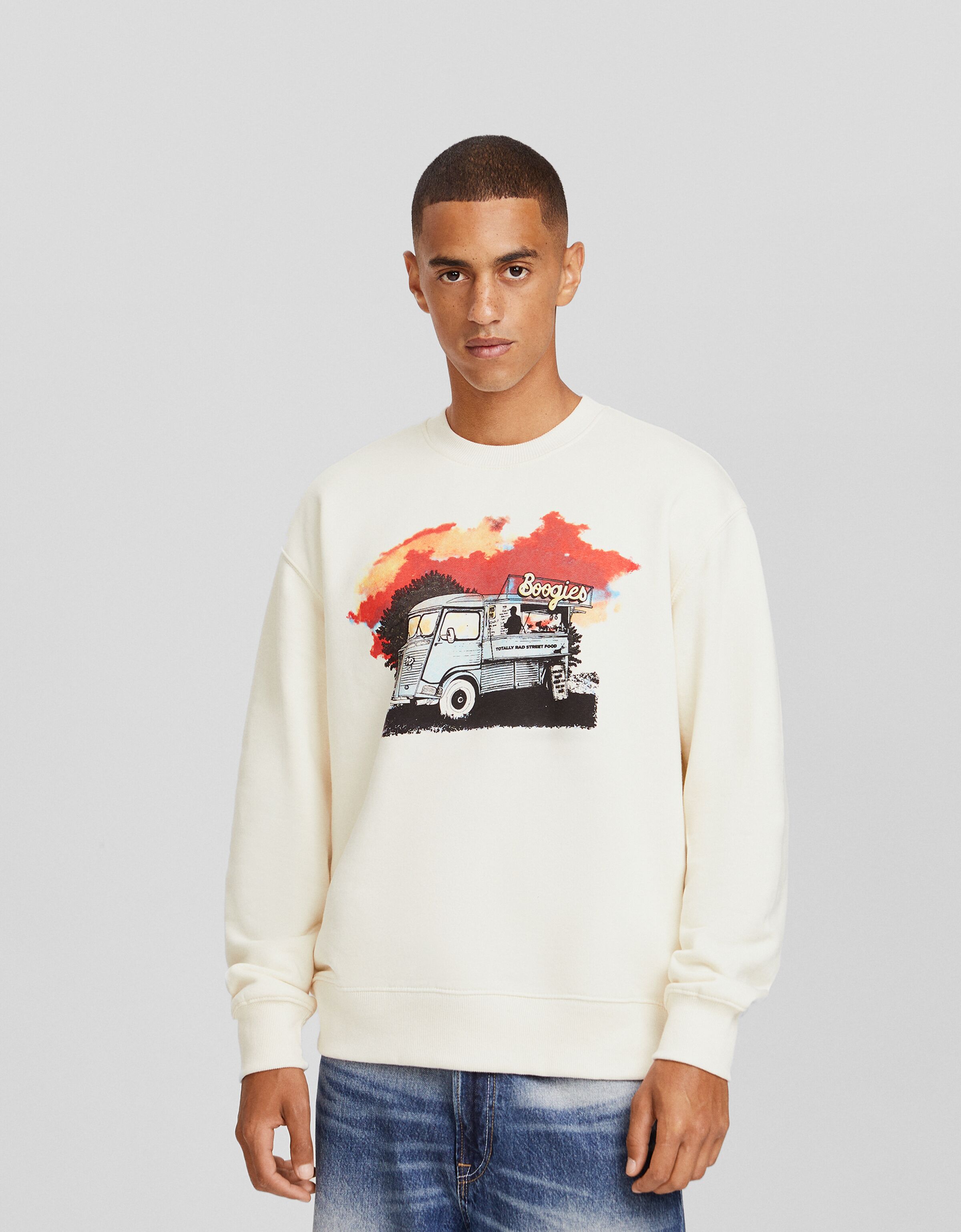 Sudadera cuello redondo print