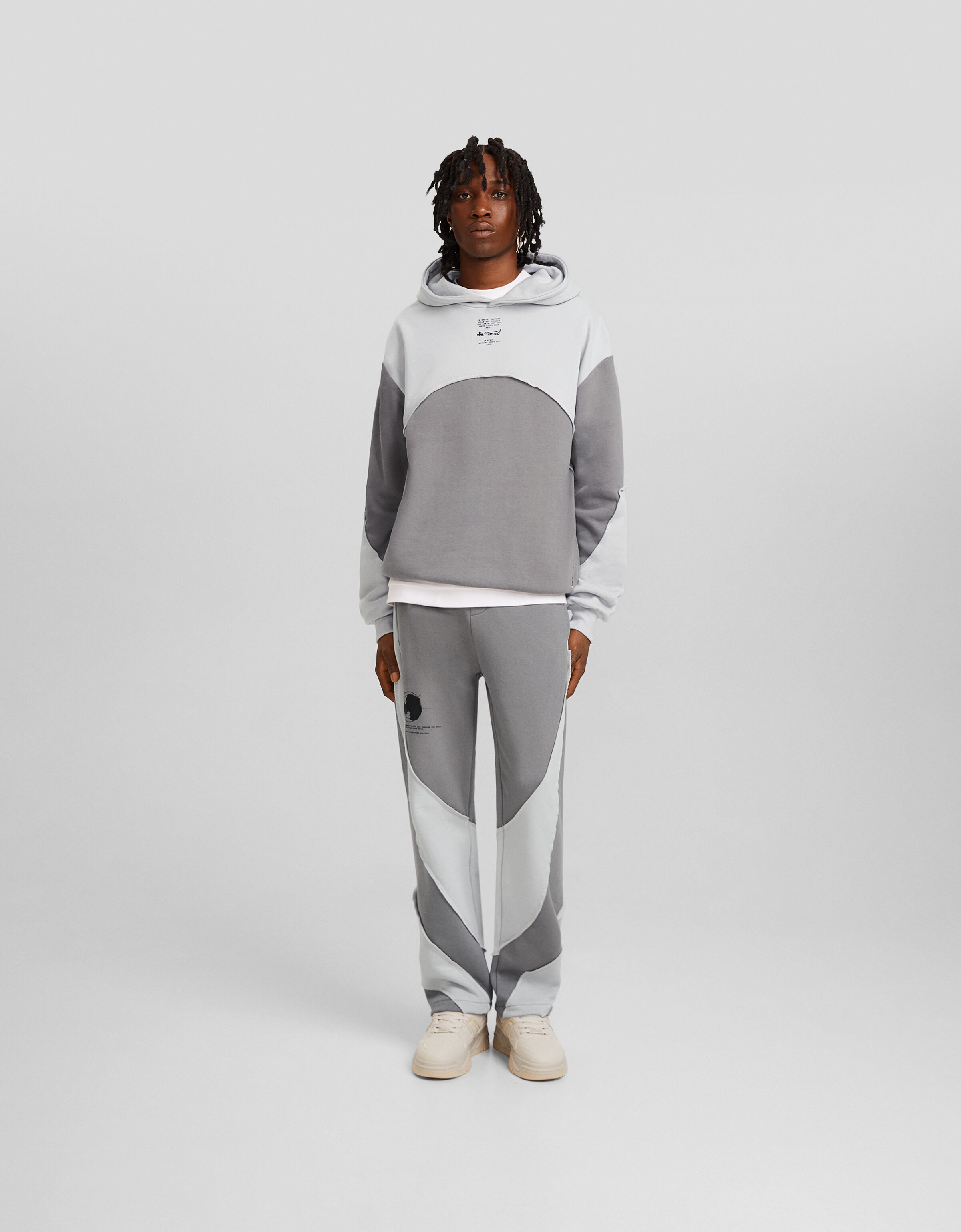 Pantalón felpa jogger color block