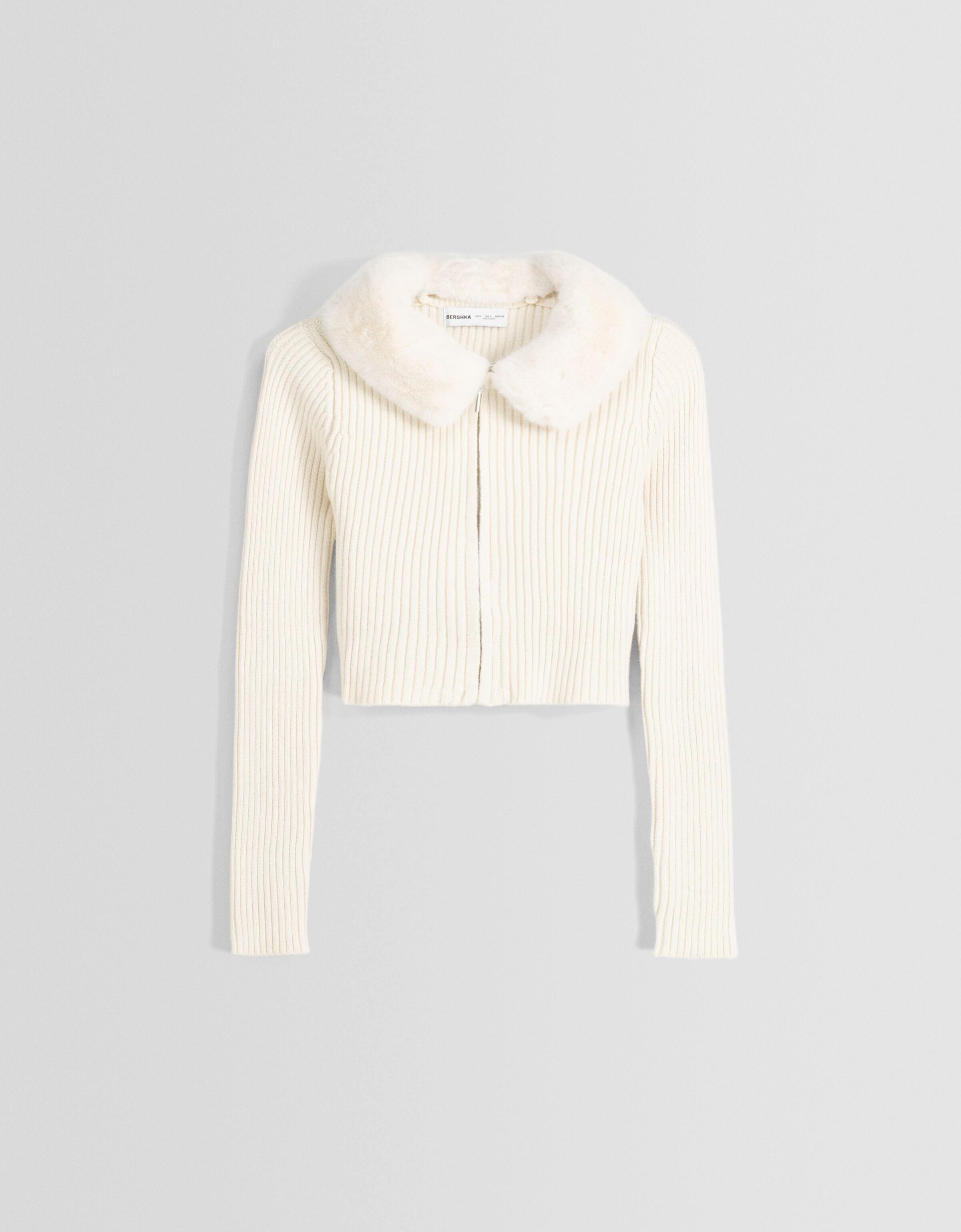 Cárdigan cremallera cuello pelo