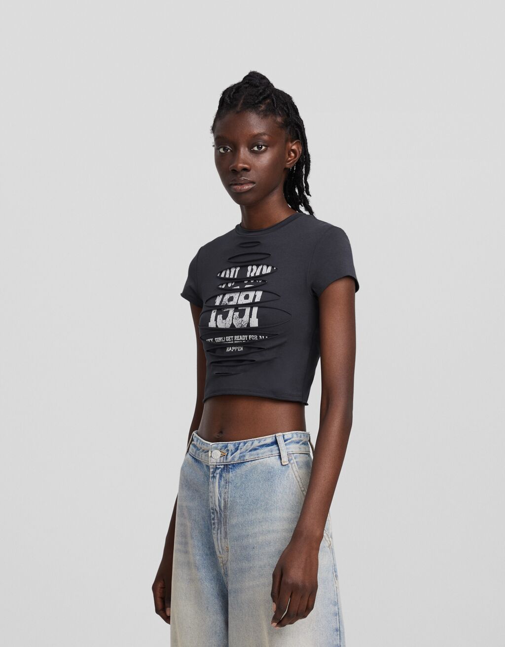 Camiseta manga corta doble capa cortes print